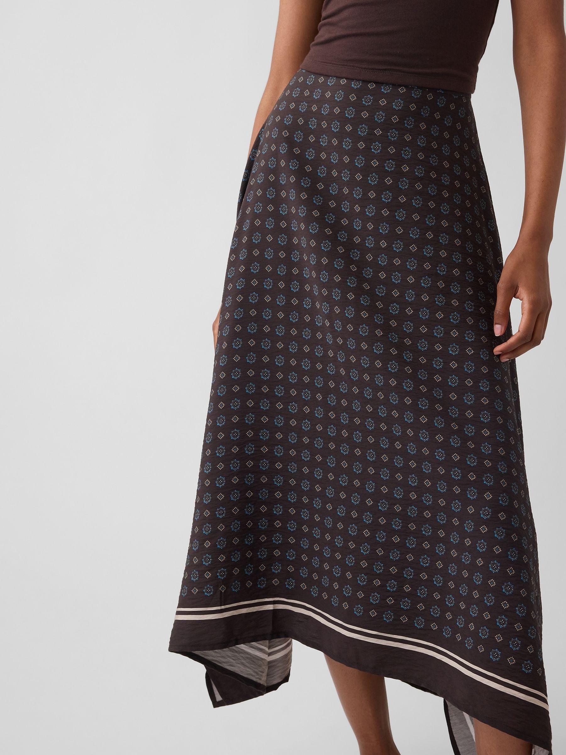 Brown Handkerchief Maxi Skirt - Image 1 of 4