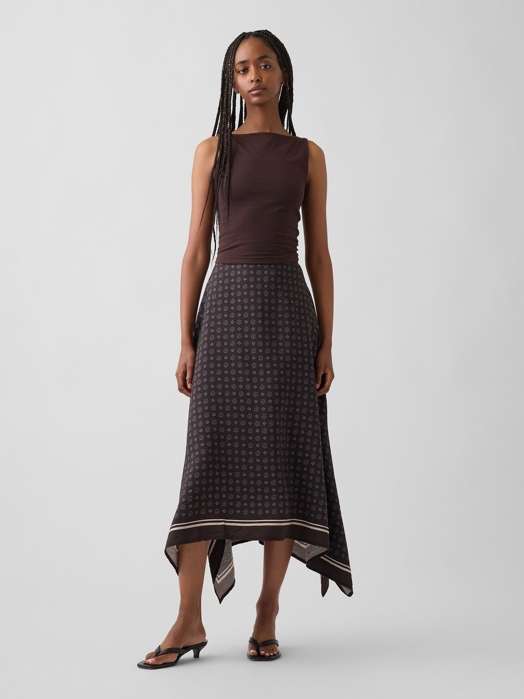 Brown Handkerchief Maxi Skirt - Image 3 of 4