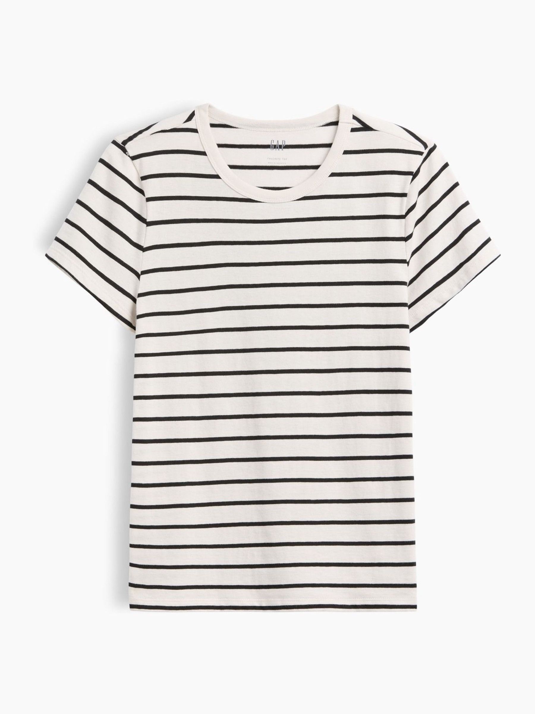 White/Black Stripe Favourite Crew Neck T-Shirt - Image 5 of 5 White/Black Stripe Favourite Crew Neck T-Shirt - Image 5 of 5