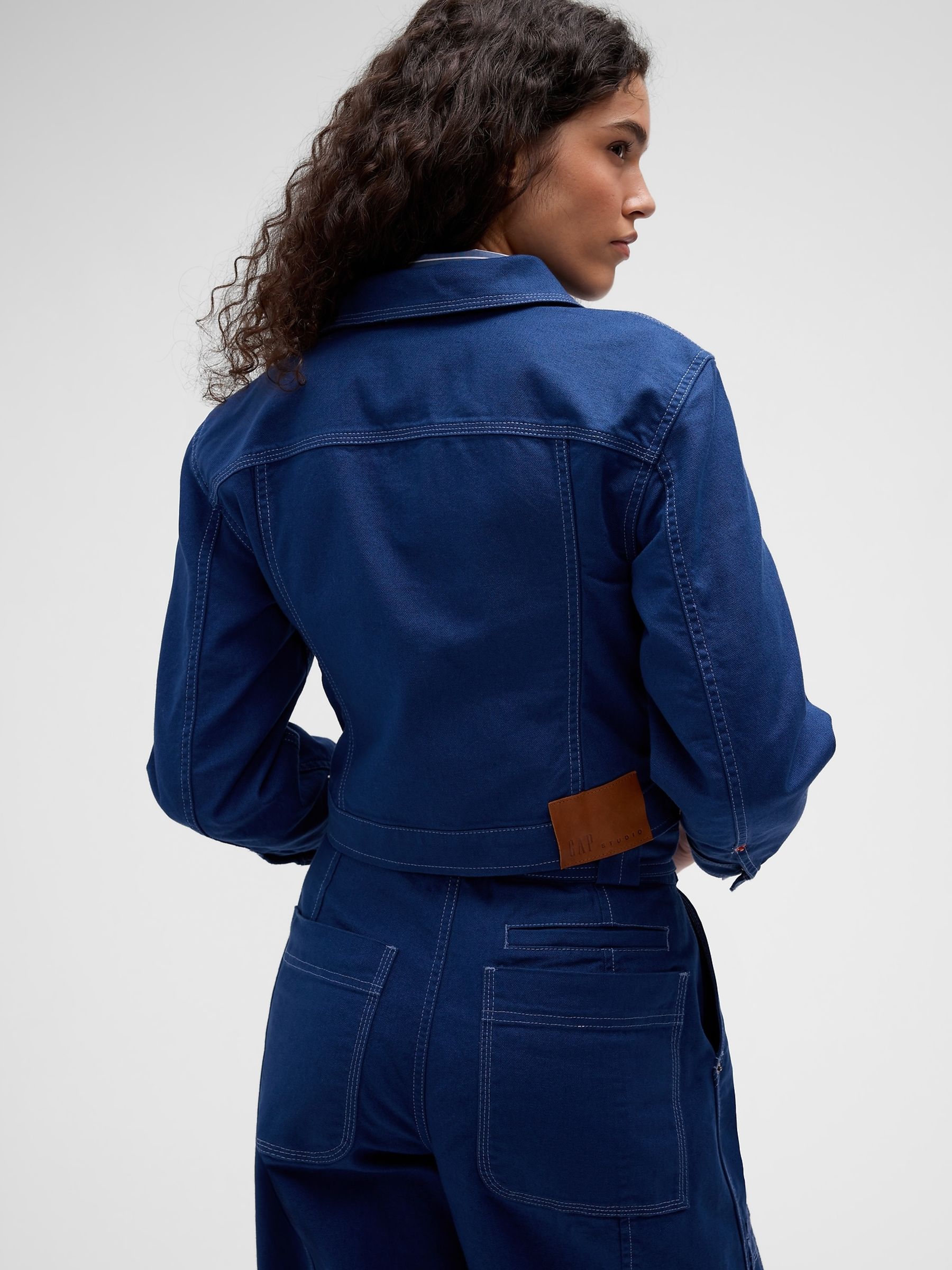 GapStudio Blue Crop Canvas Jacket - Image 2 of 9