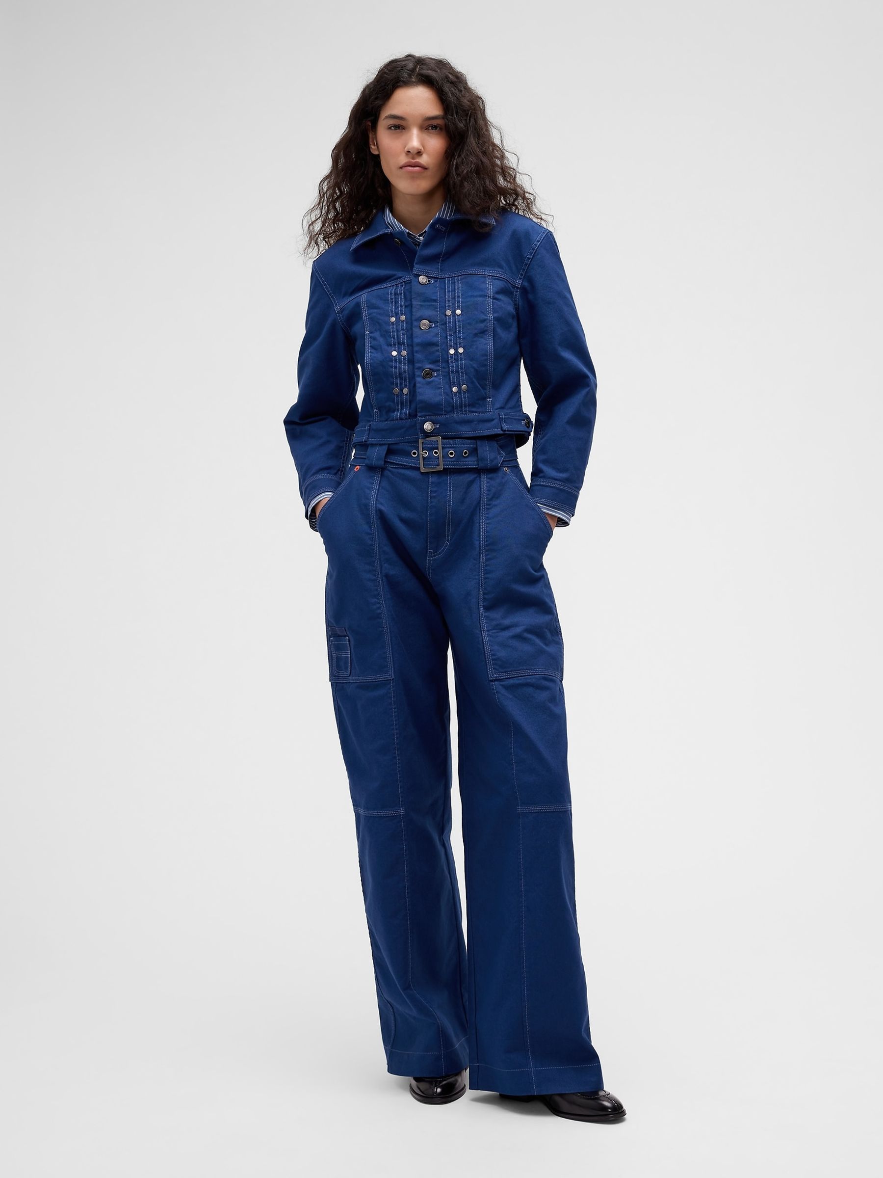 GapStudio Blue Crop Canvas Jacket - Image 3 of 9