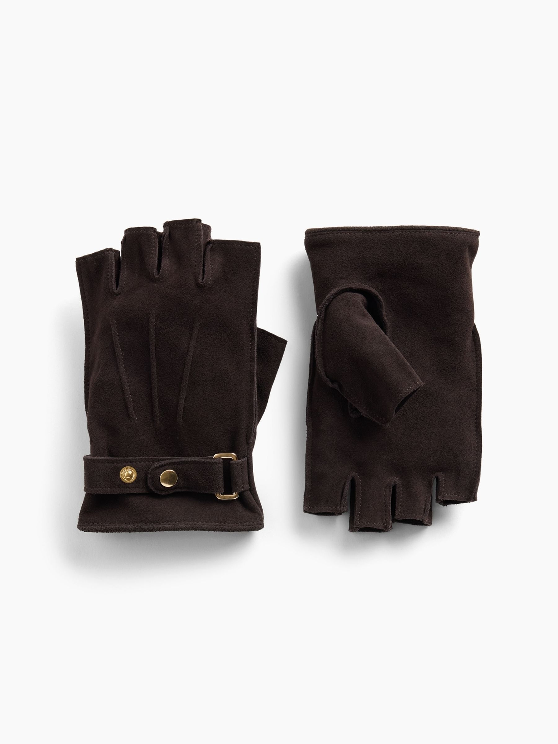 Brown Suede Fingerless Gloves - Image 1 of 2 Brown Suede Fingerless Gloves - Image 1 of 2