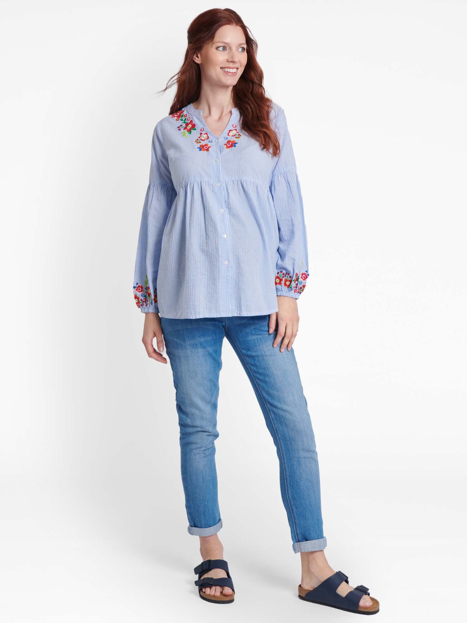 Light Wash Slim Boyfriend Maternity Jeans - Image 2 of 14