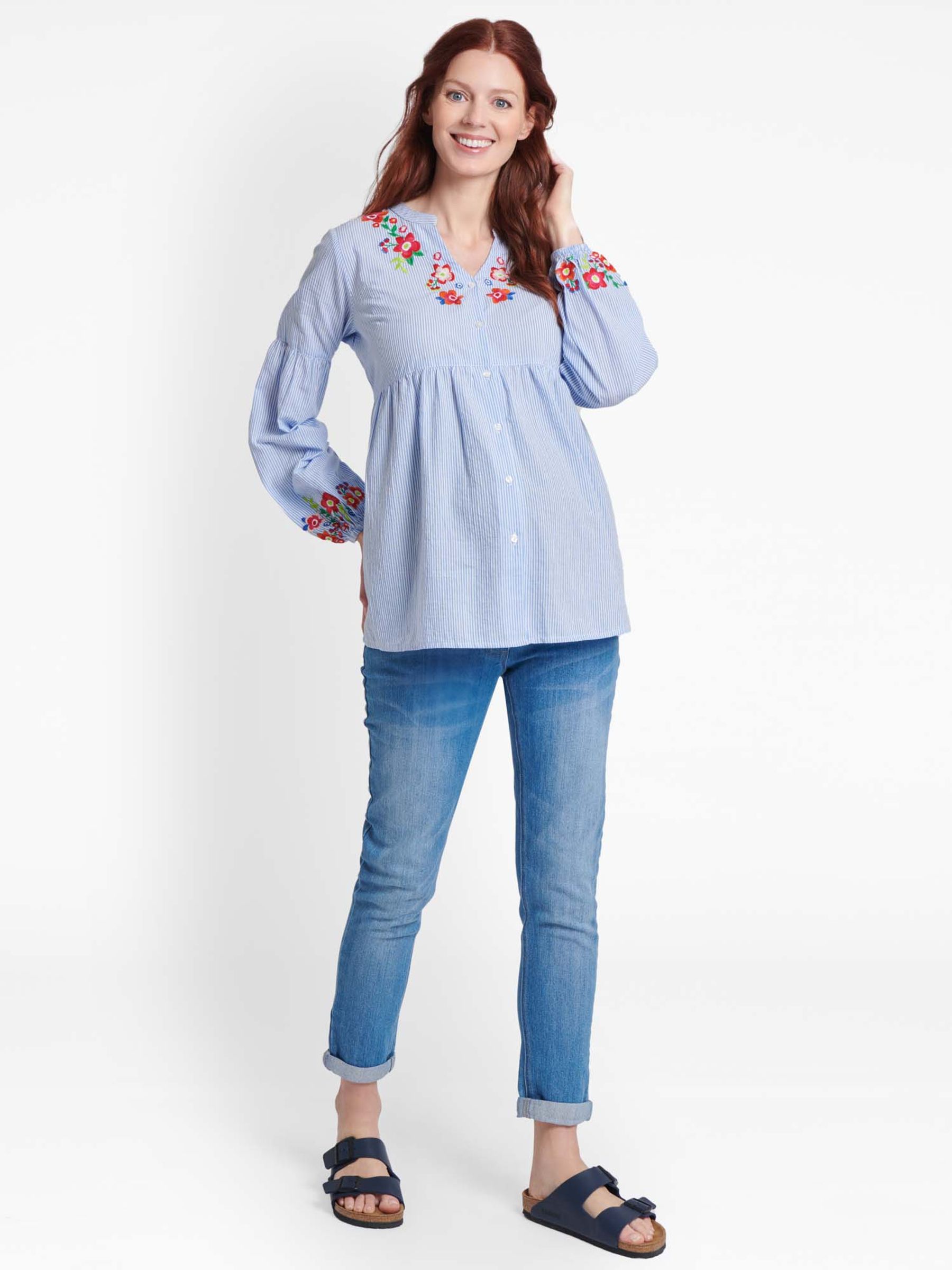 Light Wash Slim Boyfriend Maternity Jeans - Image 3 of 14