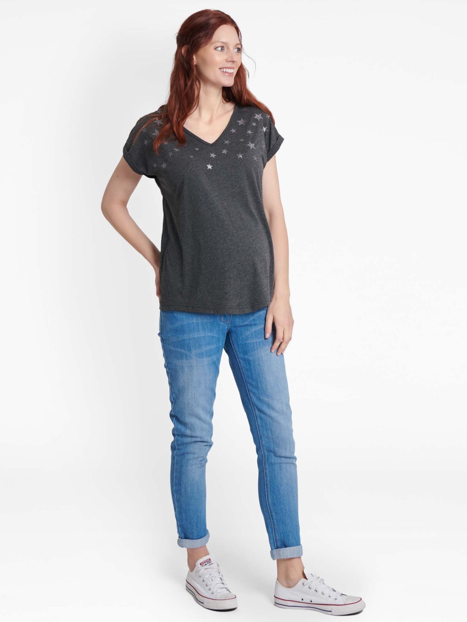 Light Wash Slim Boyfriend Maternity Jeans - Image 4 of 14