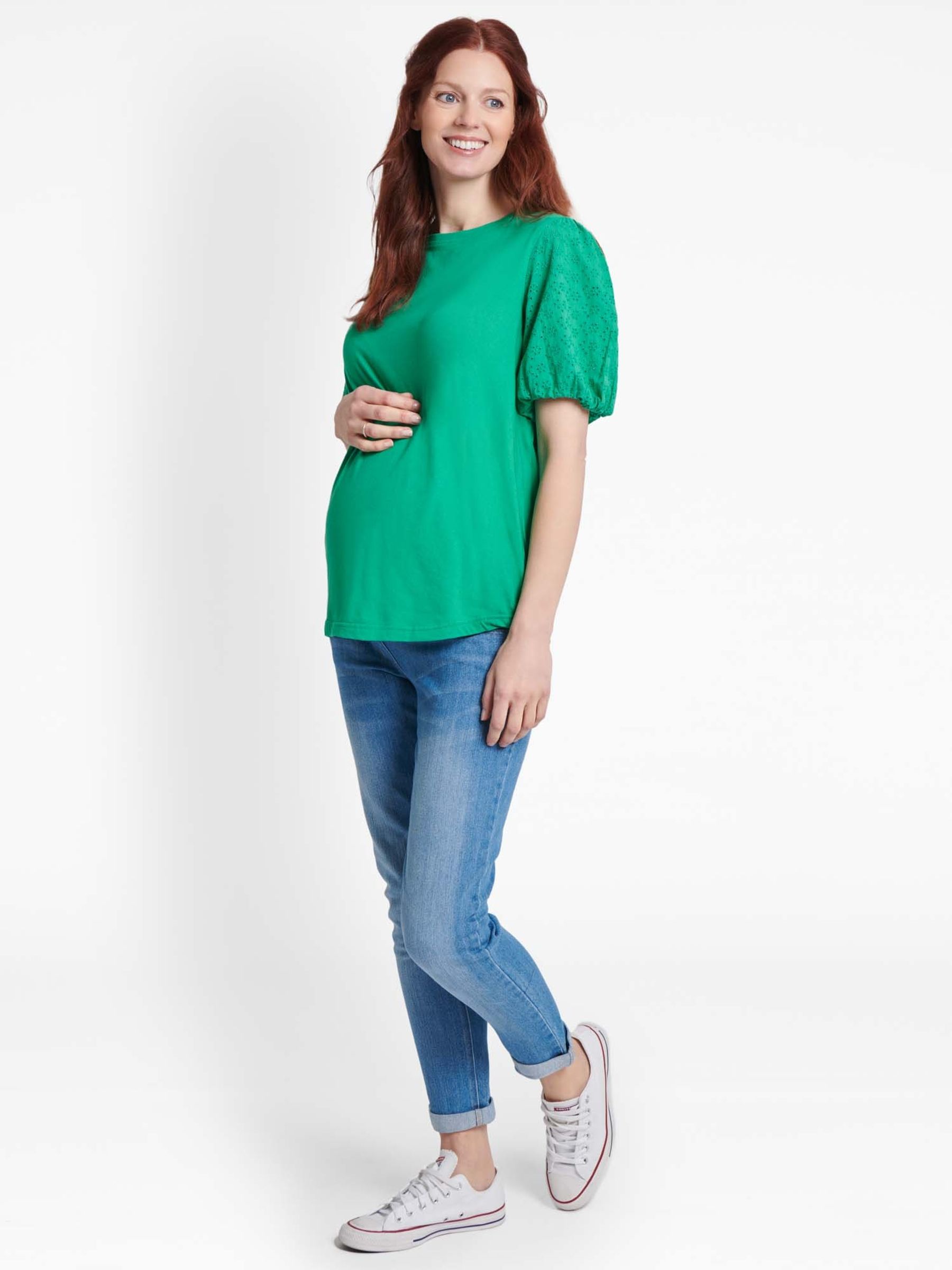 Light Wash Slim Boyfriend Maternity Jeans - Image 5 of 14
