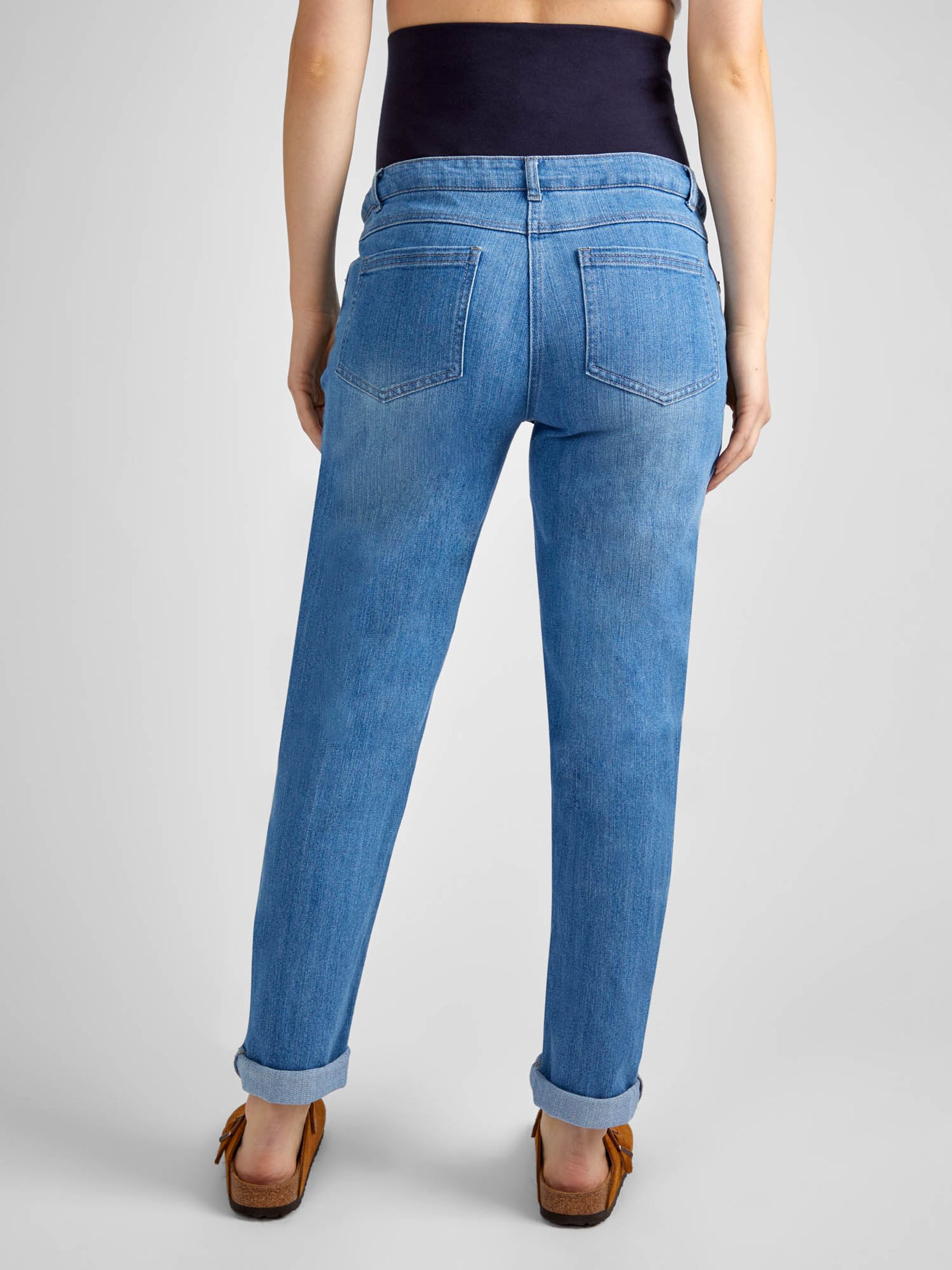 Light Wash Slim Boyfriend Maternity Jeans - Image 8 of 14