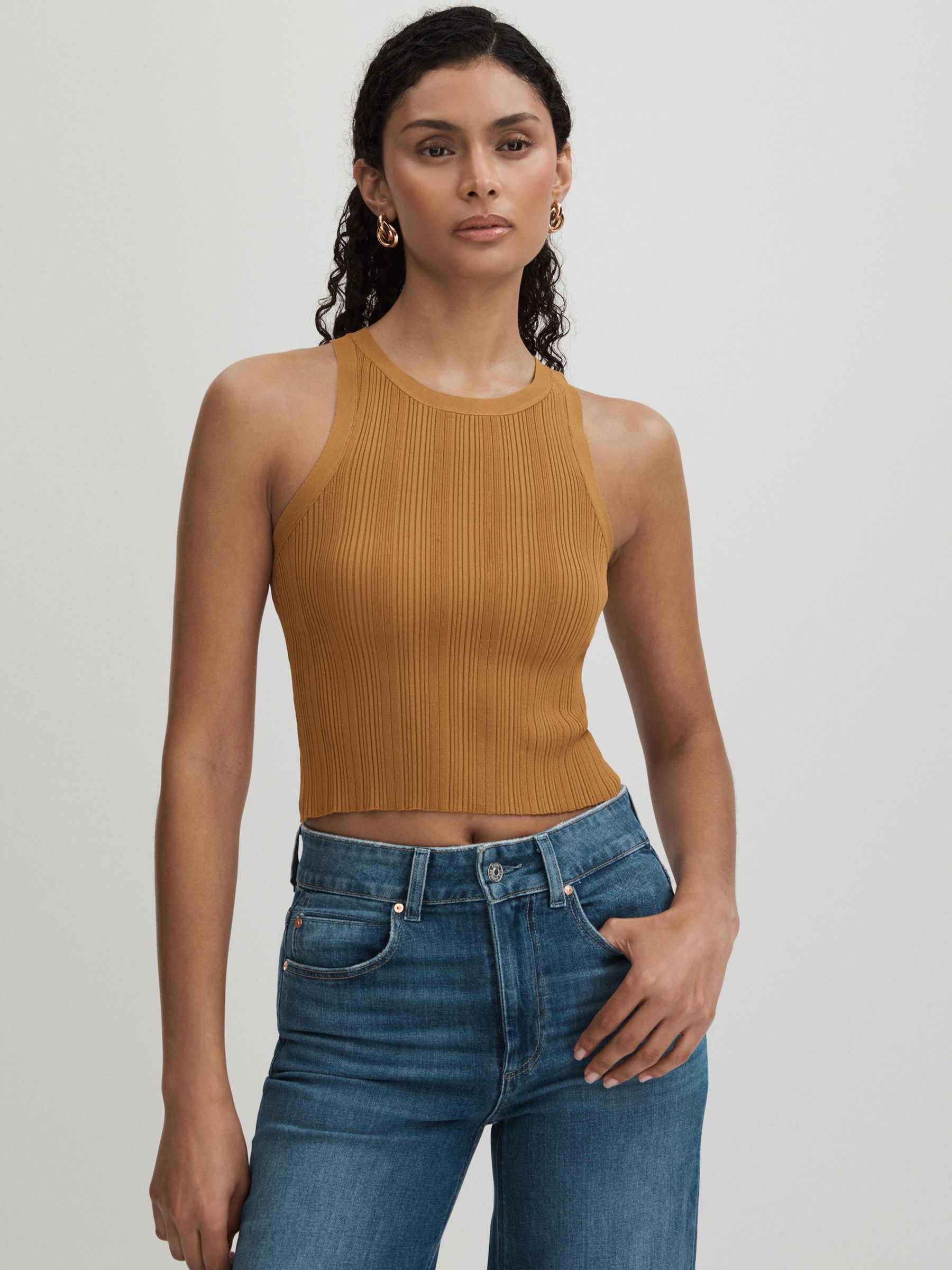 Good American Ribbed Vest in Tan - Image 3 of 5