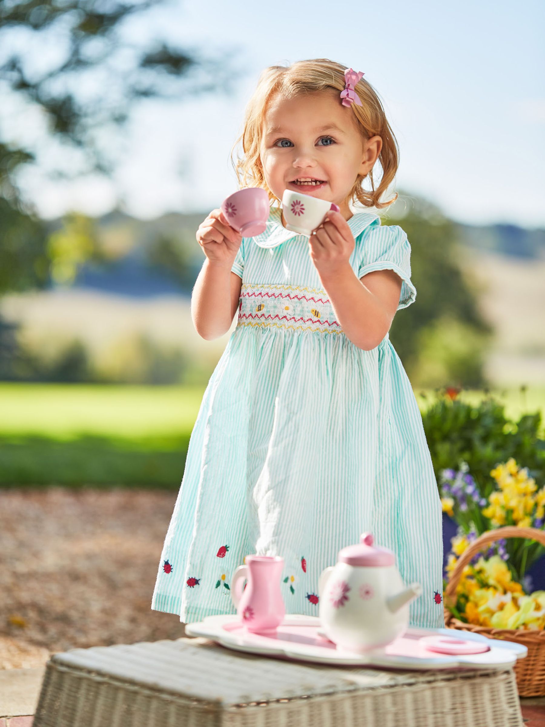 Green Girls' Bee Smocked Dress - Image 2 of 5