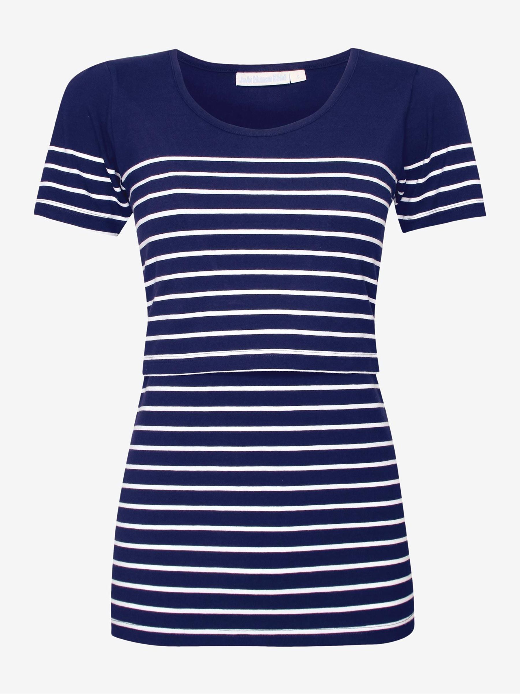 Navy White Stripe Breton Stripe Nursing T-Shirt - Image 6 of 7