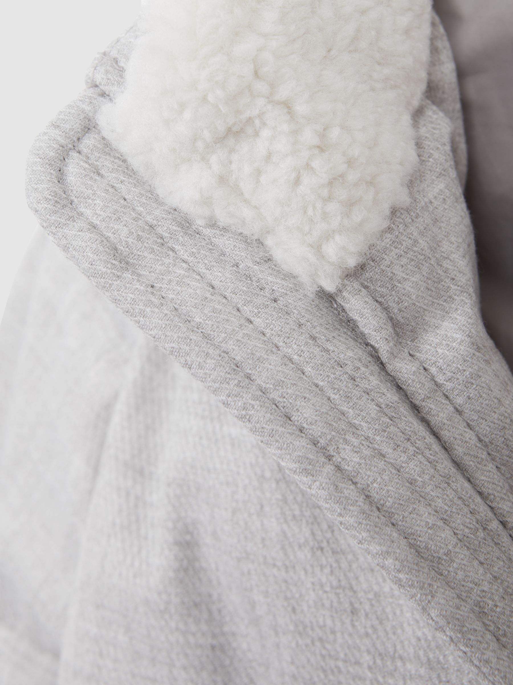 Junior Water Repellent Quilted Hooded Coat in Soft Grey - Image 6 of 6