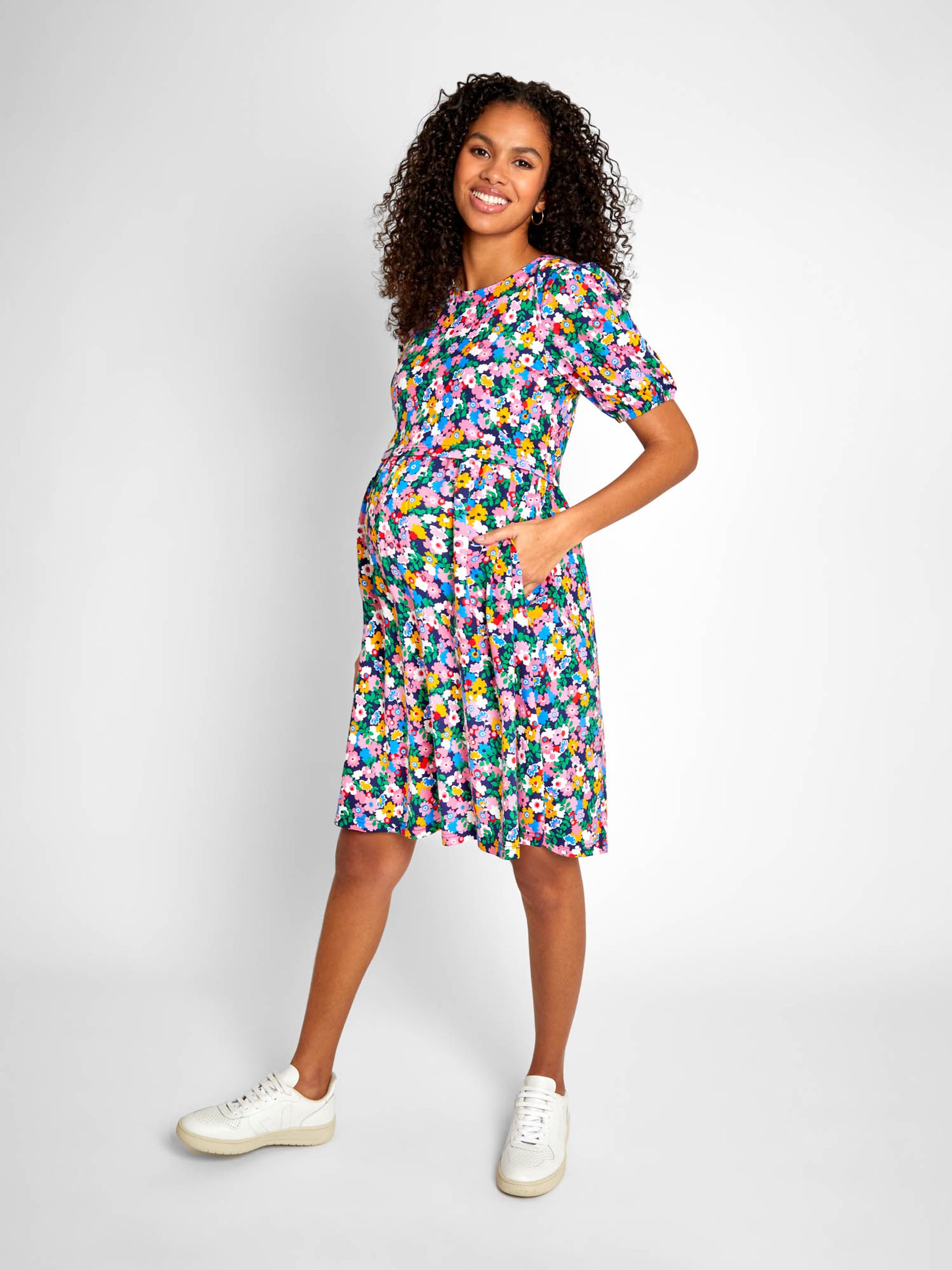 Multi Floral Multi Print Maternity & Nursing Dress - Image 1 of 5