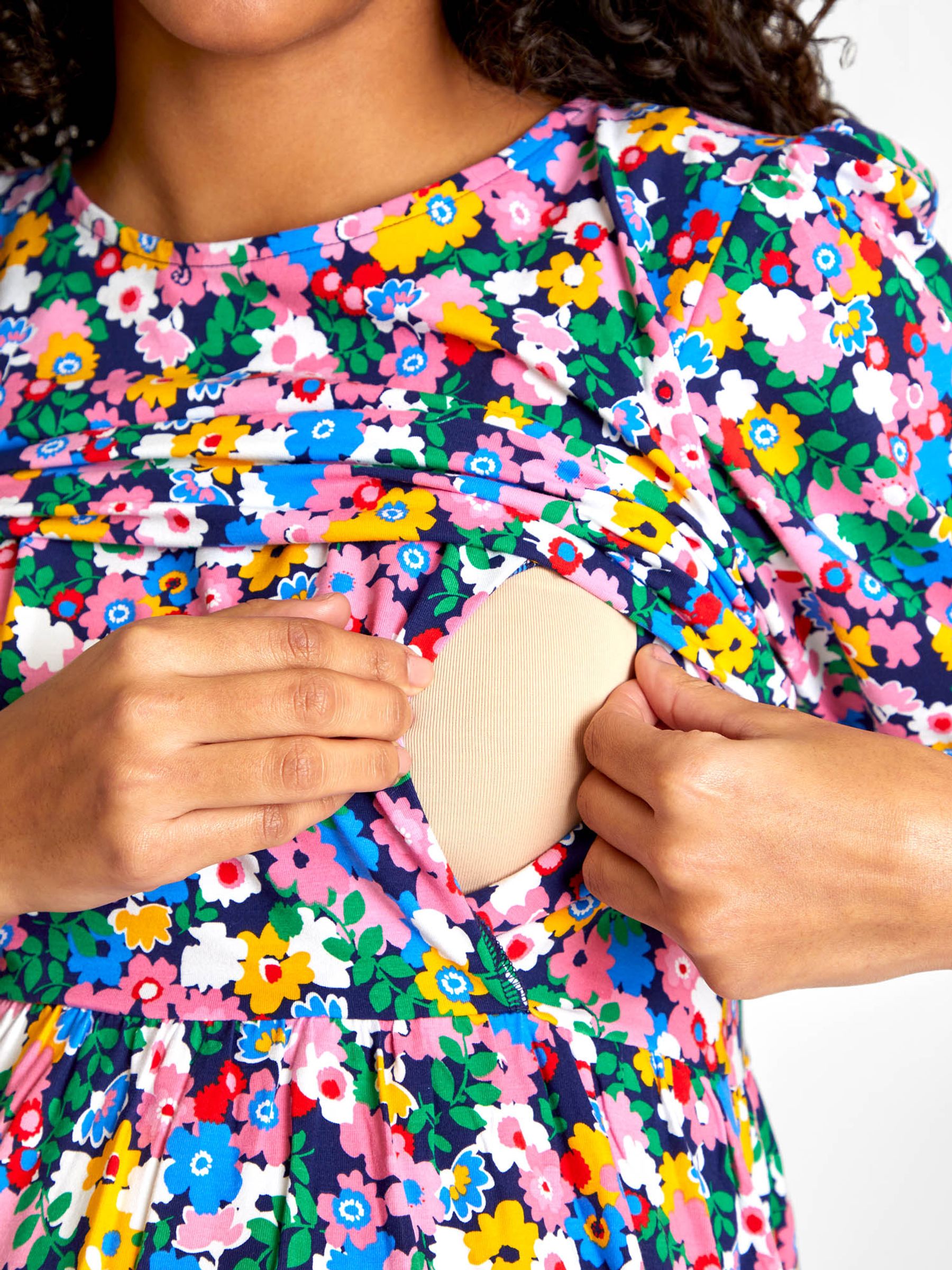 Multi Floral Multi Print Maternity & Nursing Dress - Image 4 of 5