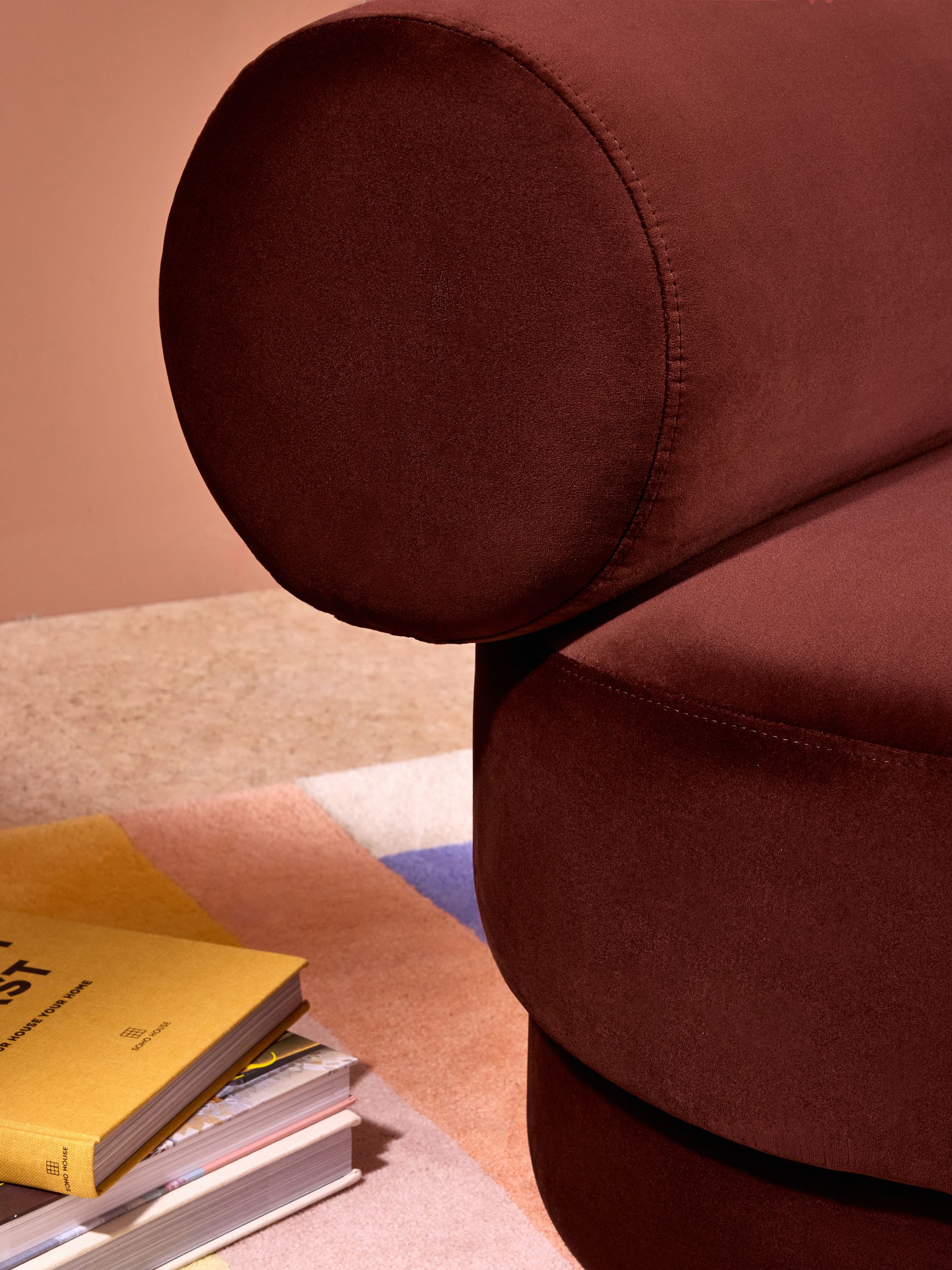 Selah Accent Chair in Rust Red Velvet - Image 3 of 5