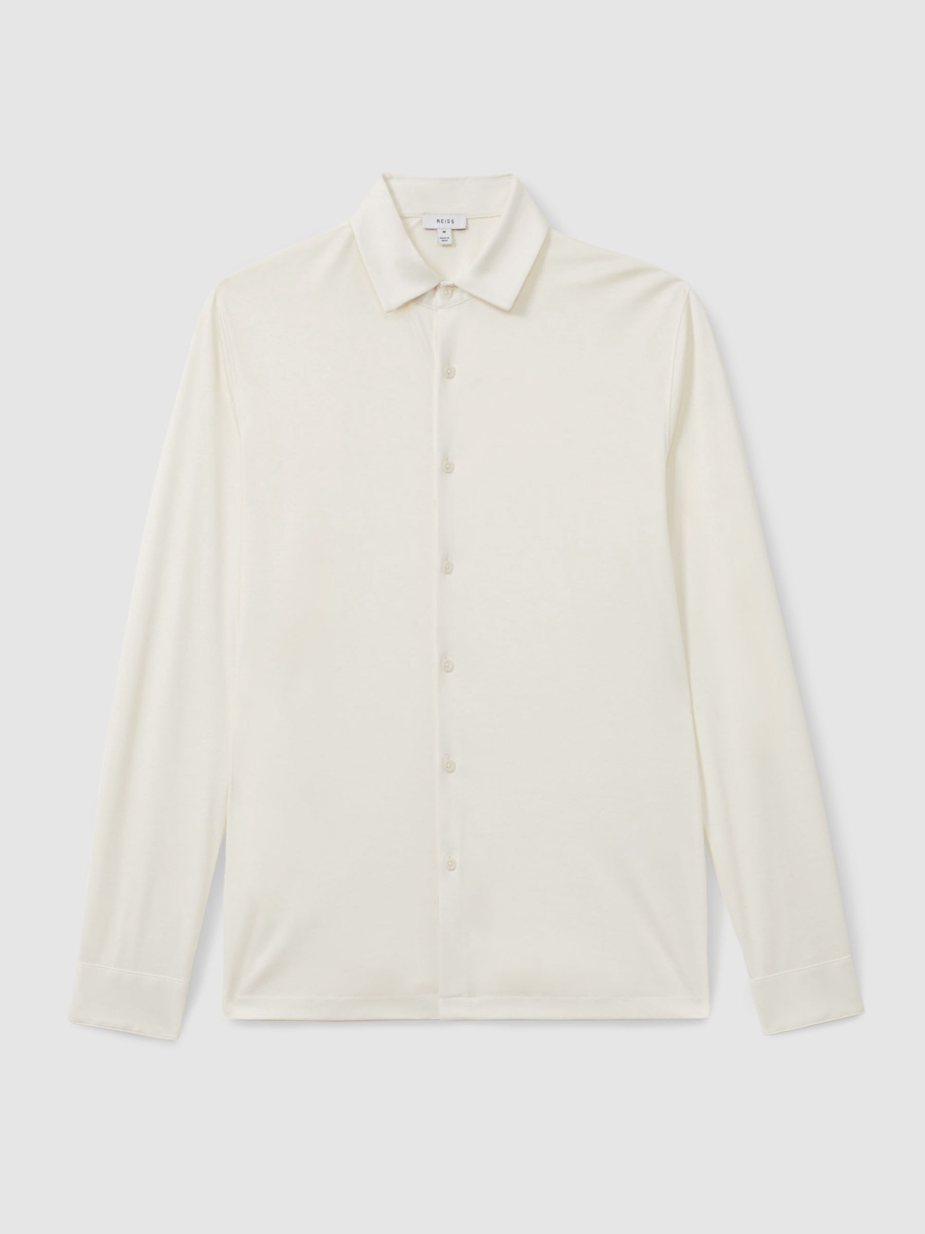 Slim Fit Mercerised Cotton Jersey Shirt in Ecru - Image 2 of 5