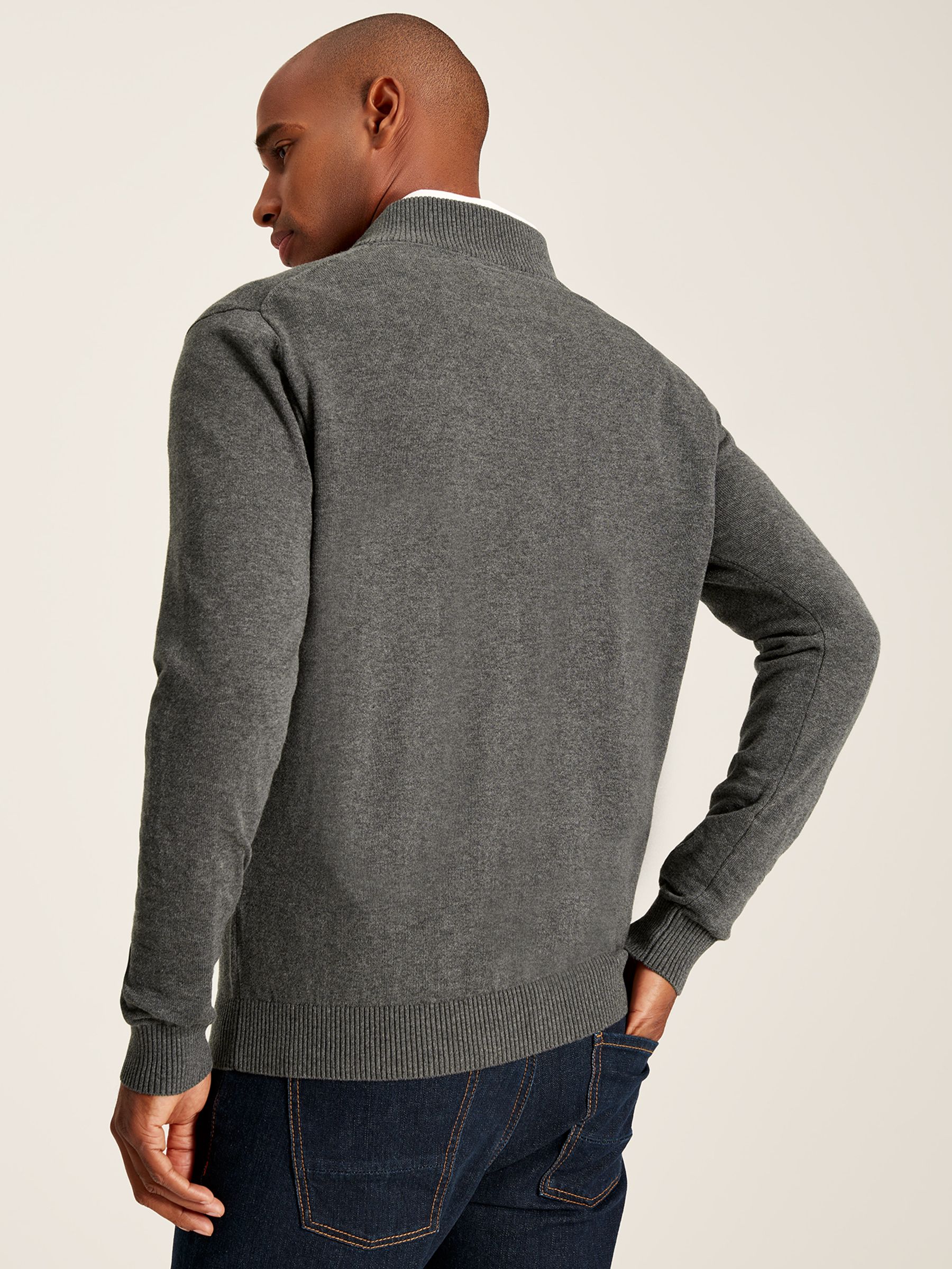 Hillside Grey Knitted Quarter Zip Jumper - Image 2 of 8