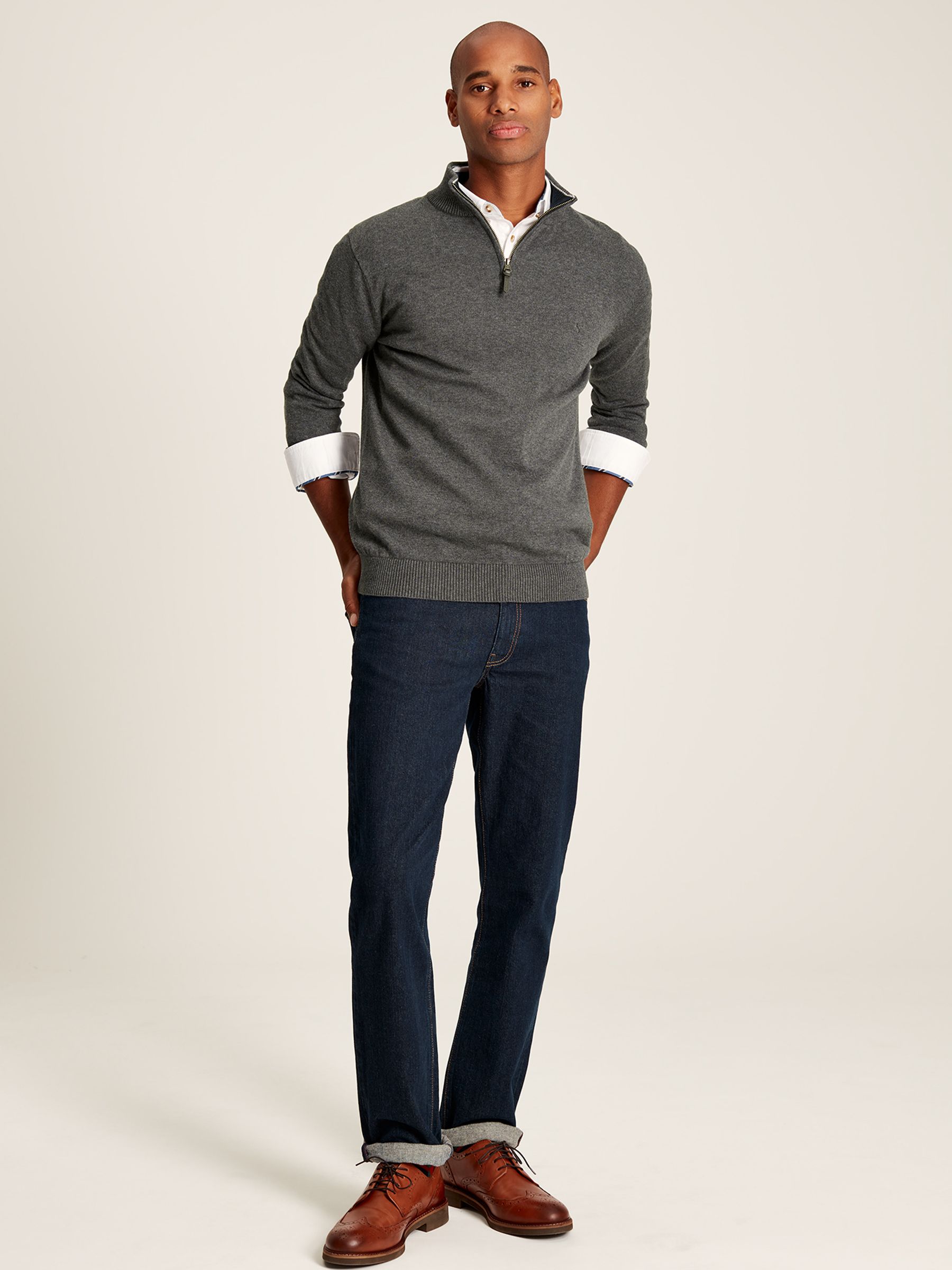 Hillside Grey Knitted Quarter Zip Jumper - Image 3 of 8