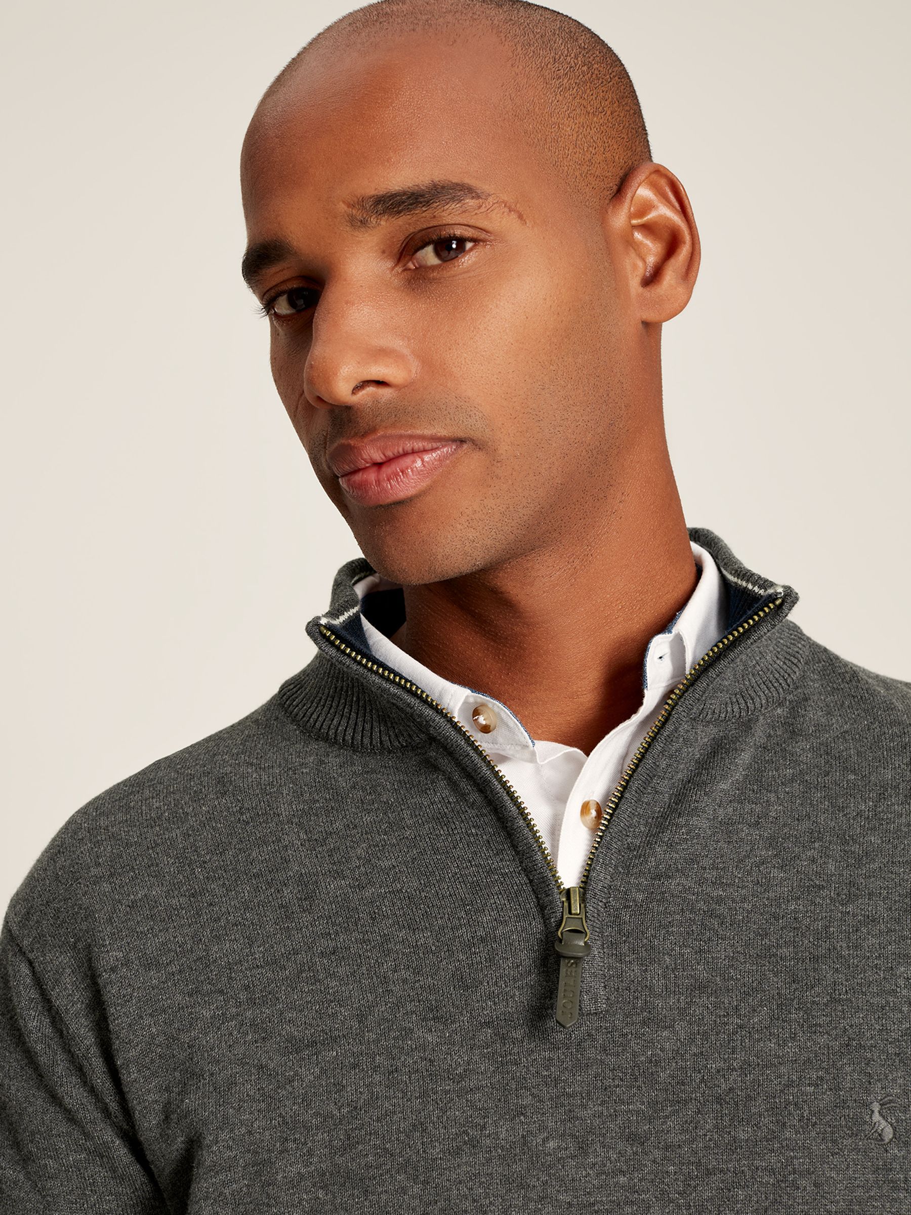 Hillside Grey Knitted Quarter Zip Jumper - Image 4 of 8