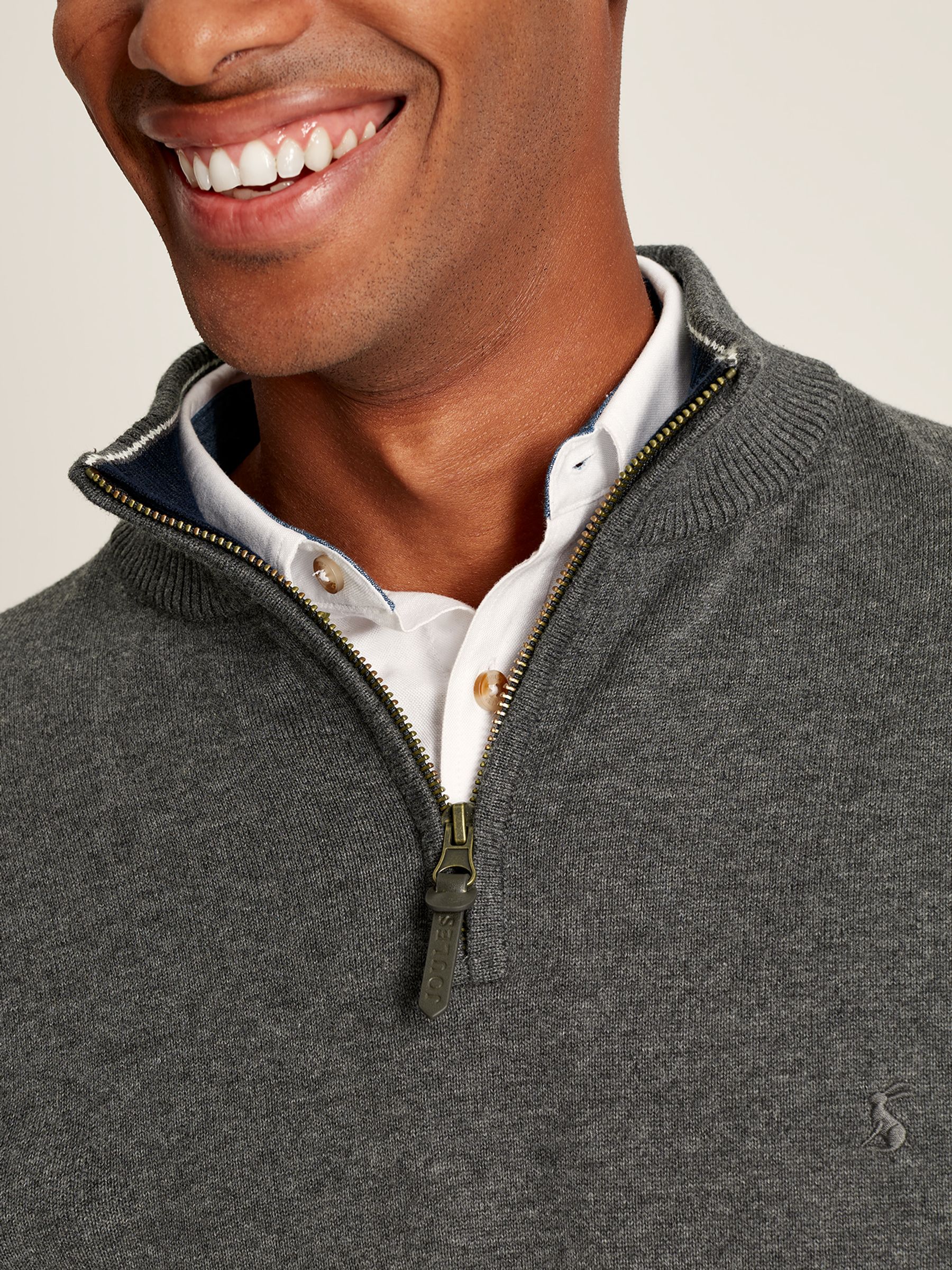 Hillside Grey Knitted Quarter Zip Jumper - Image 5 of 8