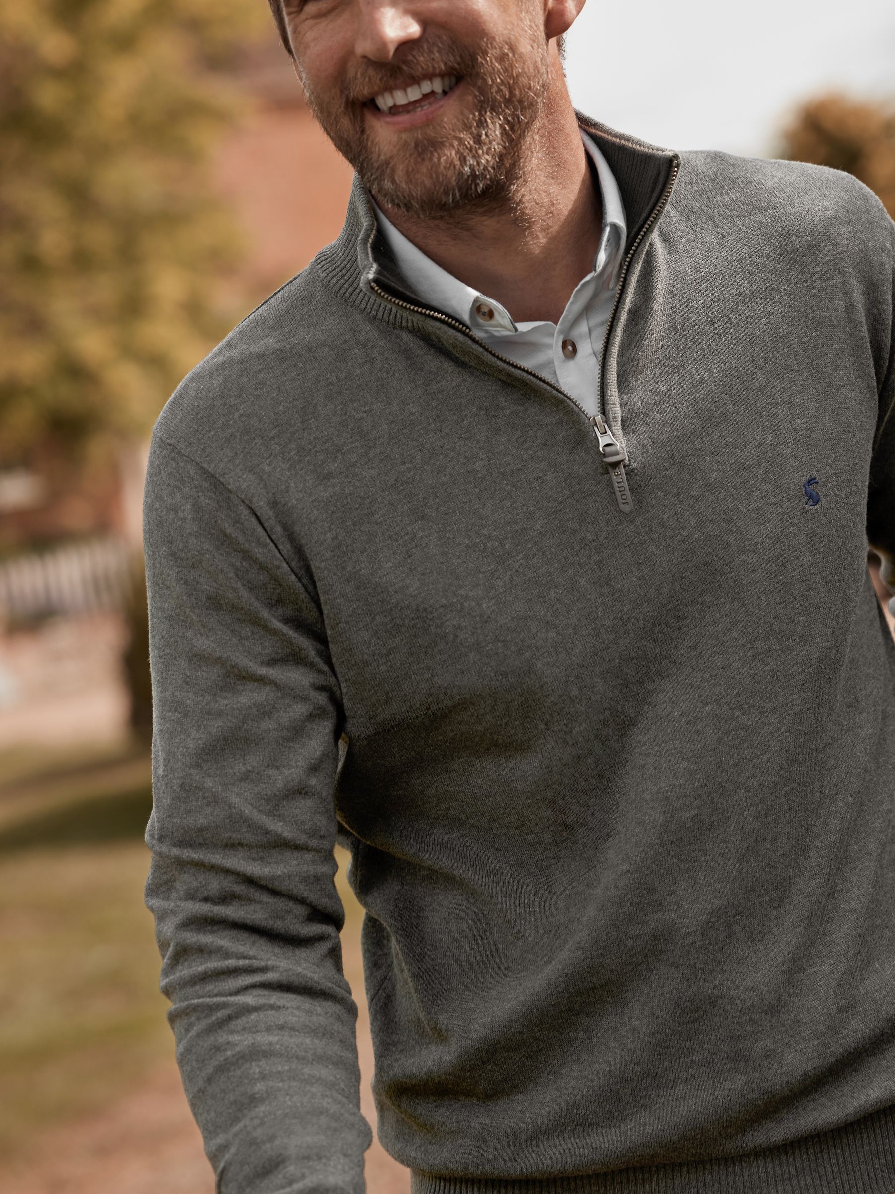 Hillside Grey Knitted Quarter Zip Jumper - Image 7 of 8