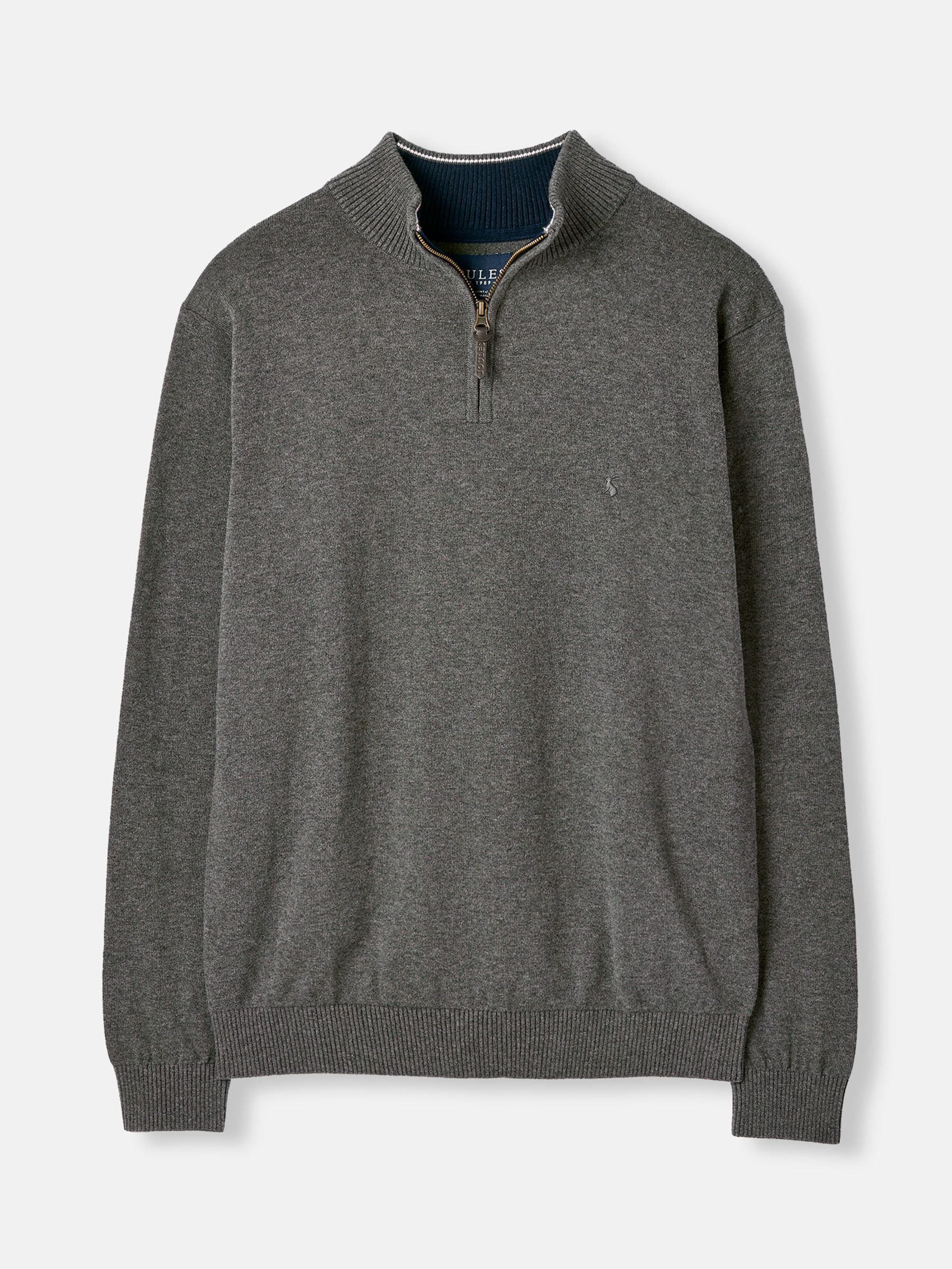 Hillside Grey Knitted Quarter Zip Jumper - Image 8 of 8
