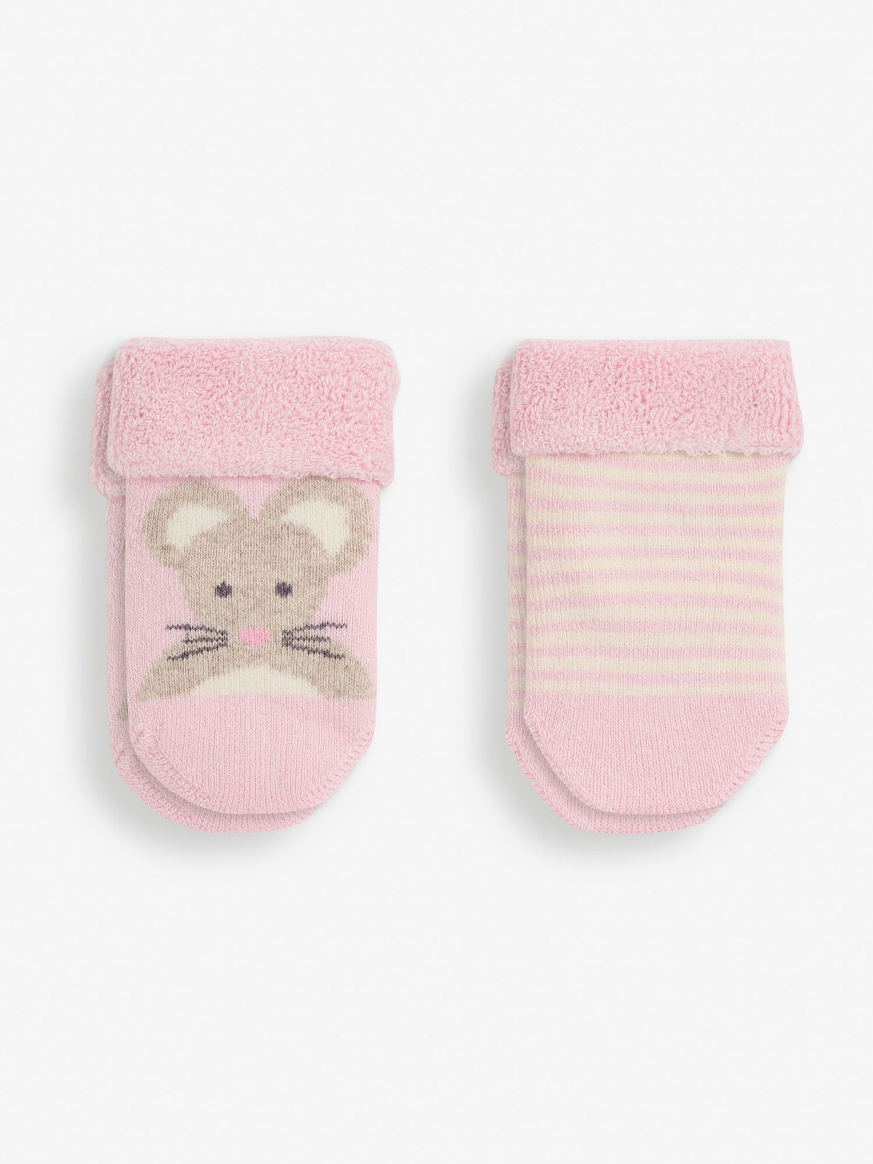 Pastel Pink Mouse 2-Pack Baby Socks - Image 1 of 2
