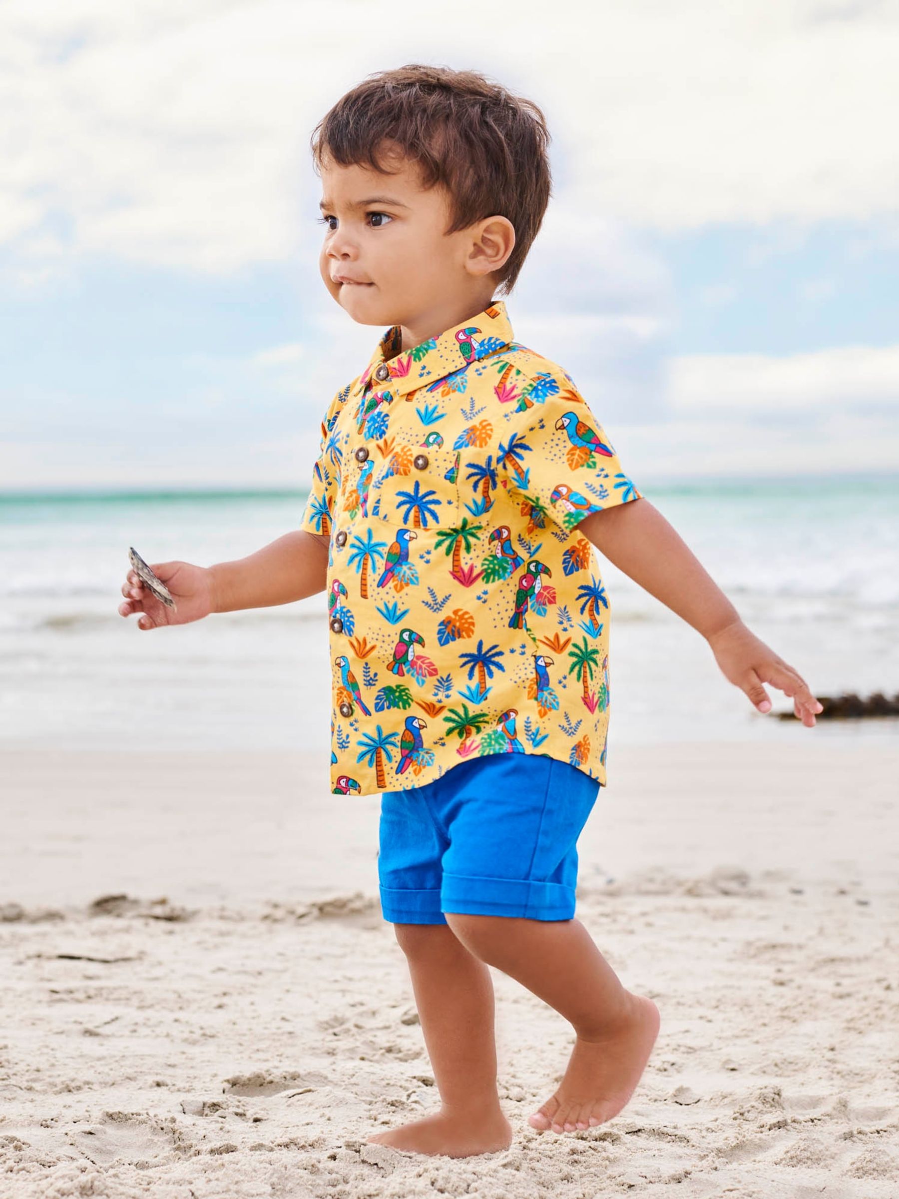 Yellow Boys Tropical Bird Print Shirt - Image 1 of 3