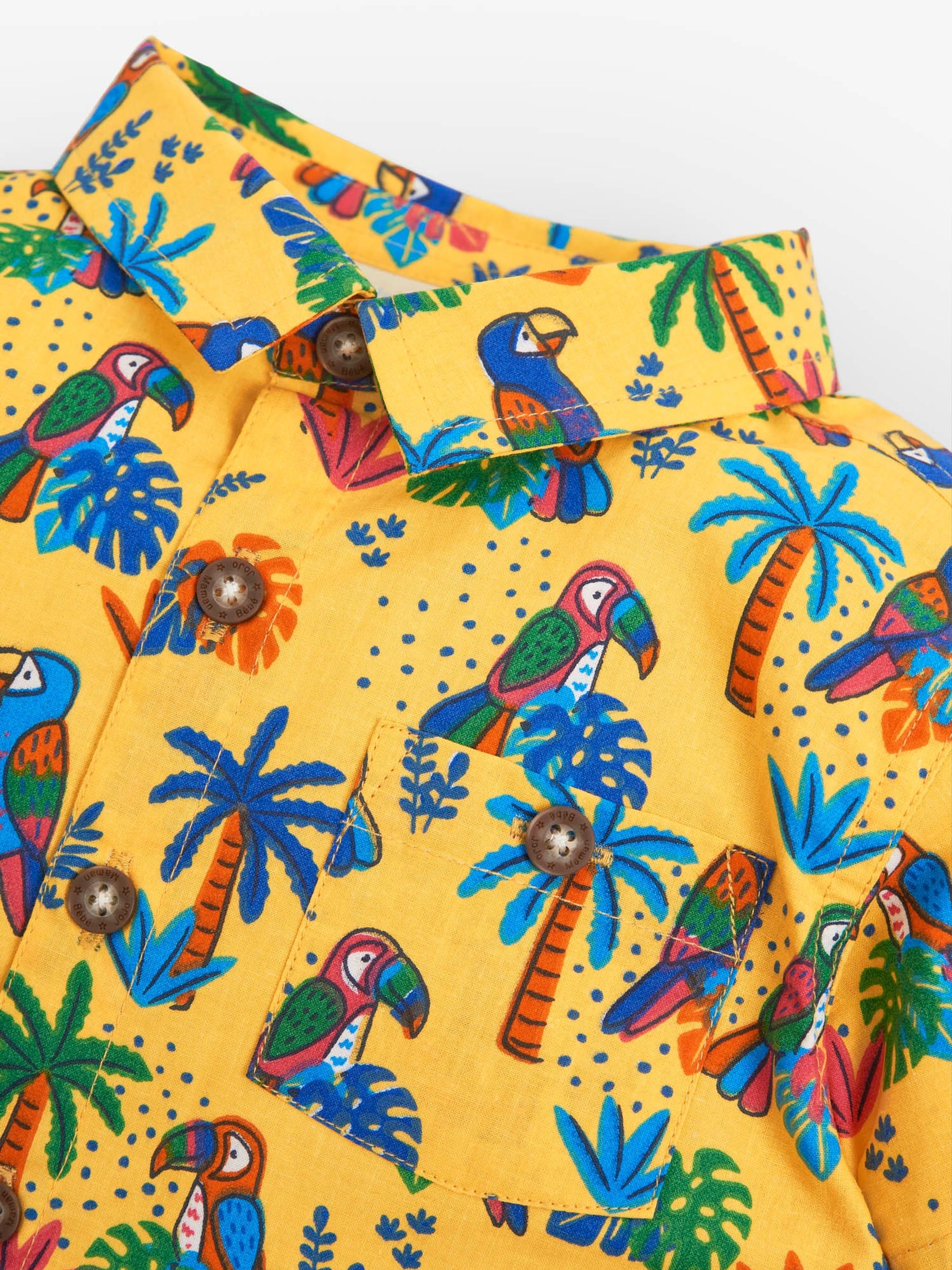 Yellow Boys Tropical Bird Print Shirt - Image 3 of 3