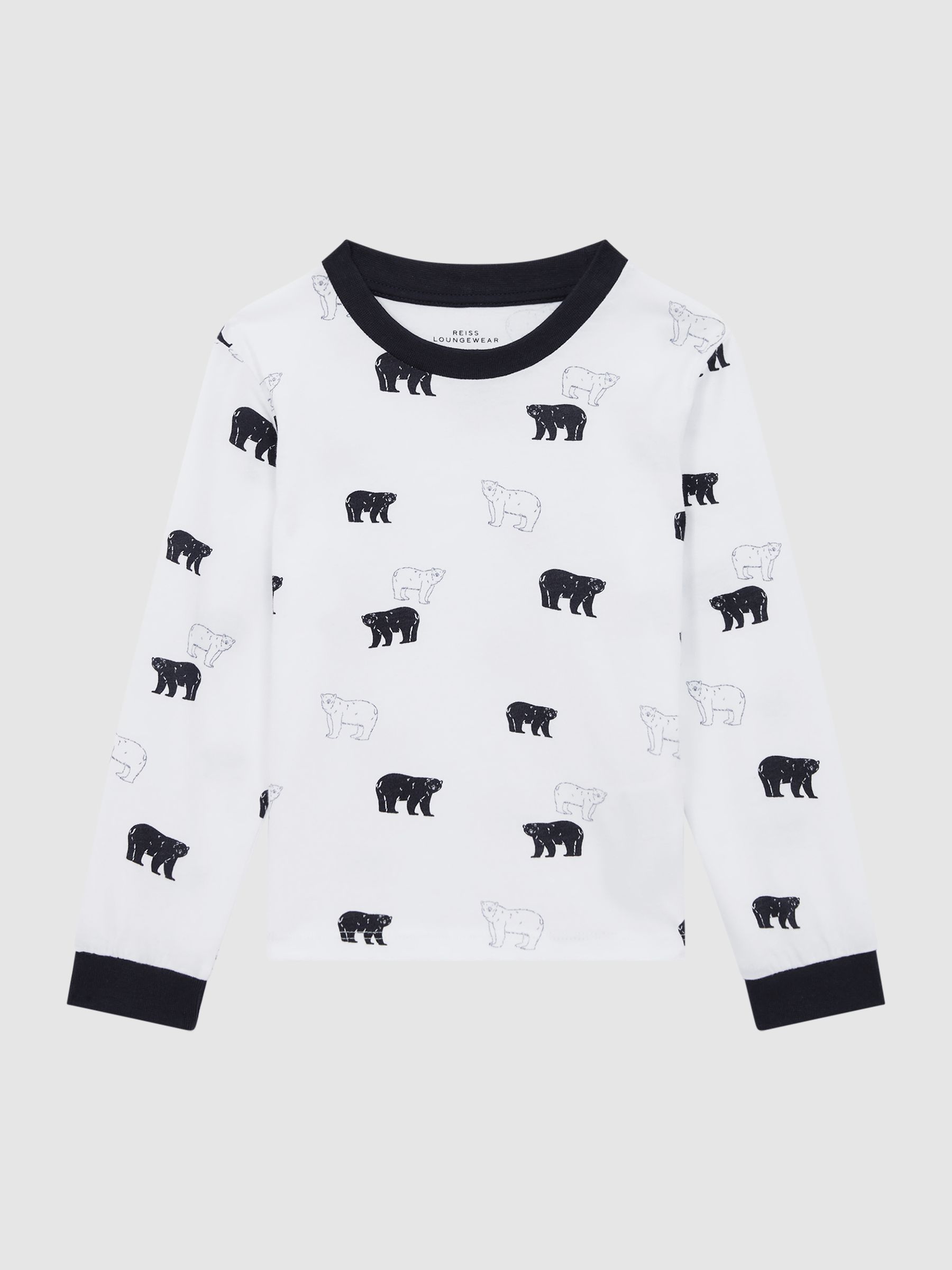 Slim Fit Cotton Motif Pyjama Top in Optic White - Image 2 of 6