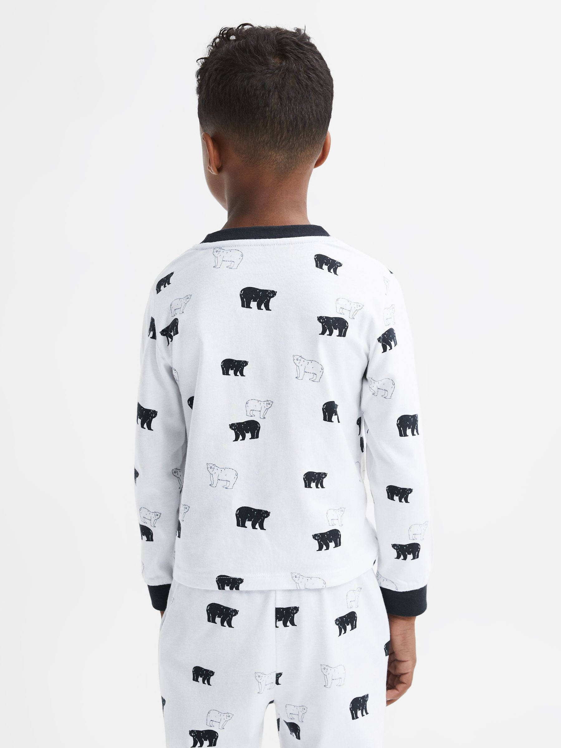 Slim Fit Cotton Motif Pyjama Top in Optic White - Image 5 of 6