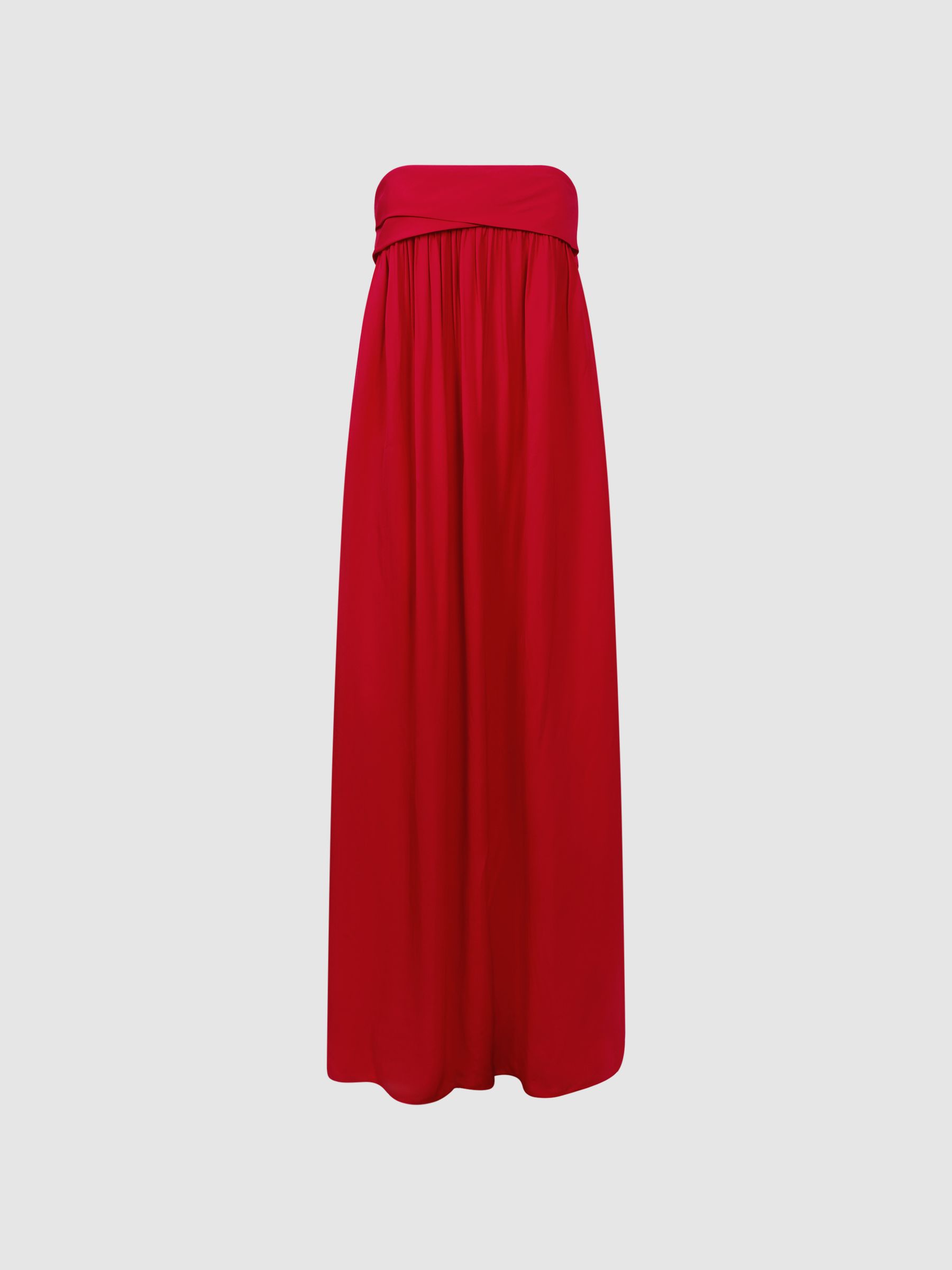 Italian Fabric Strapless Maxi Dress in Red - Image 2 of 5