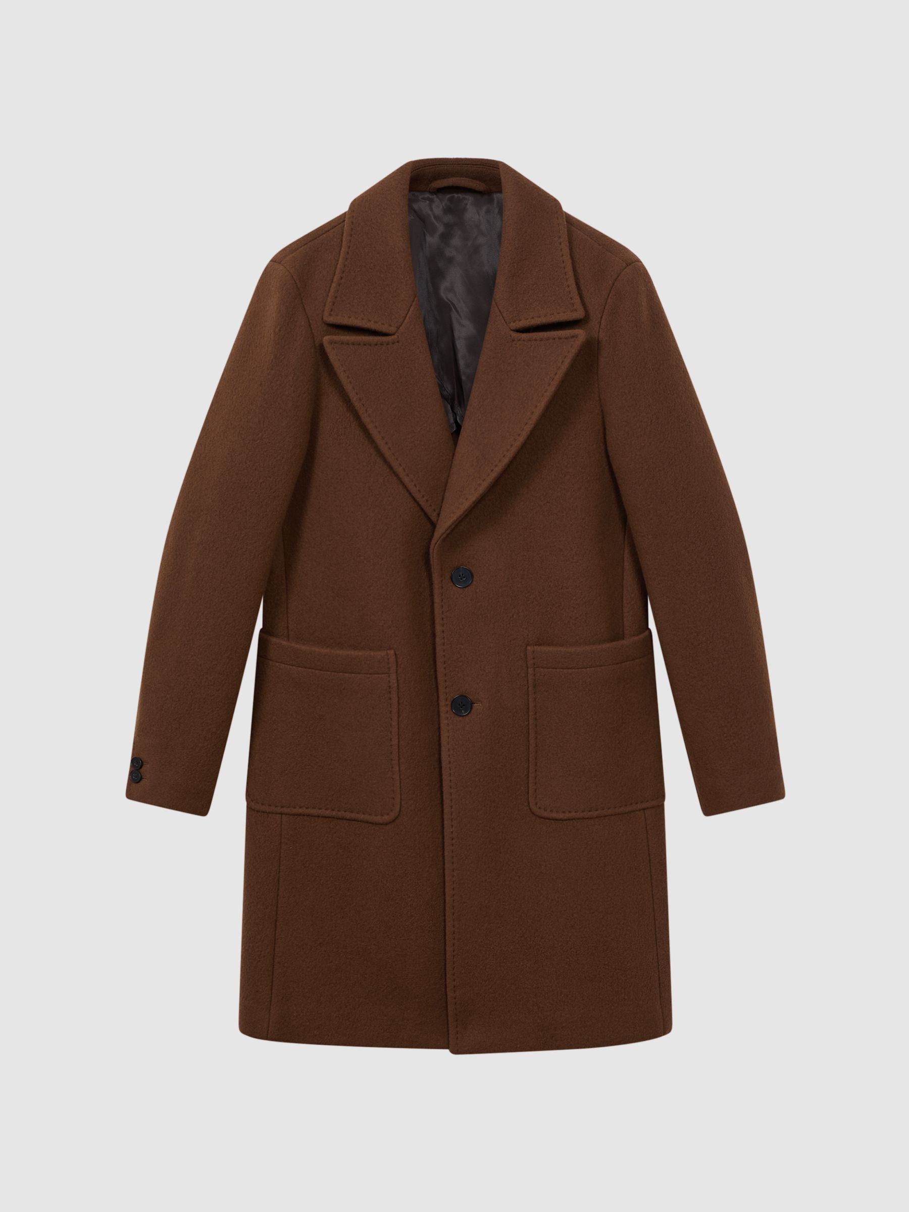 Atelier Casentino Wool Blend Single Breasted Coat in Tobacco - Image 2 of 7