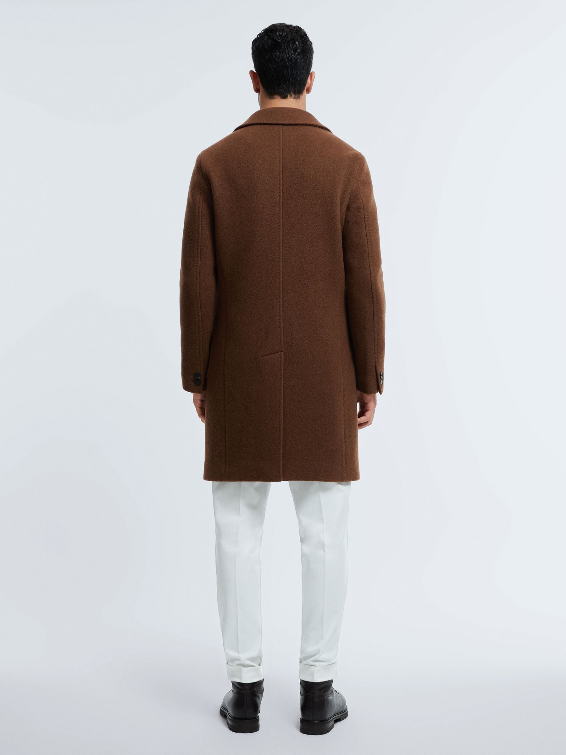Atelier Casentino Wool Blend Single Breasted Coat in Tobacco - Image 5 of 7