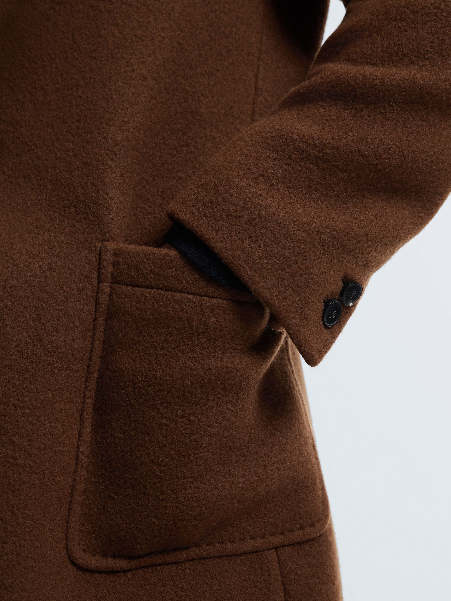 Atelier Casentino Wool Blend Single Breasted Coat in Tobacco - Image 6 of 7