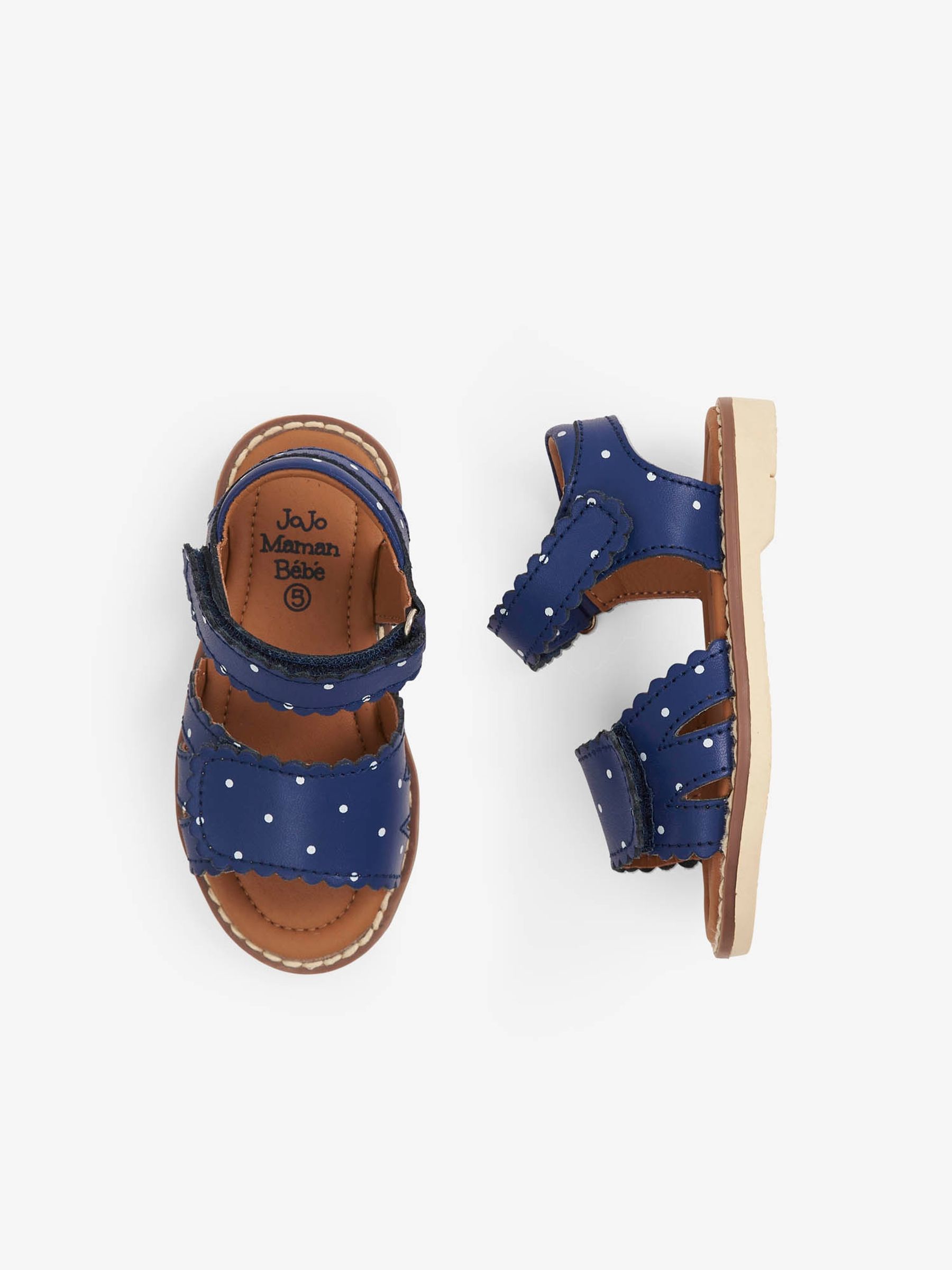 Navy White Dot Navy Dot Pretty Leather Sandals - Image 3 of 4