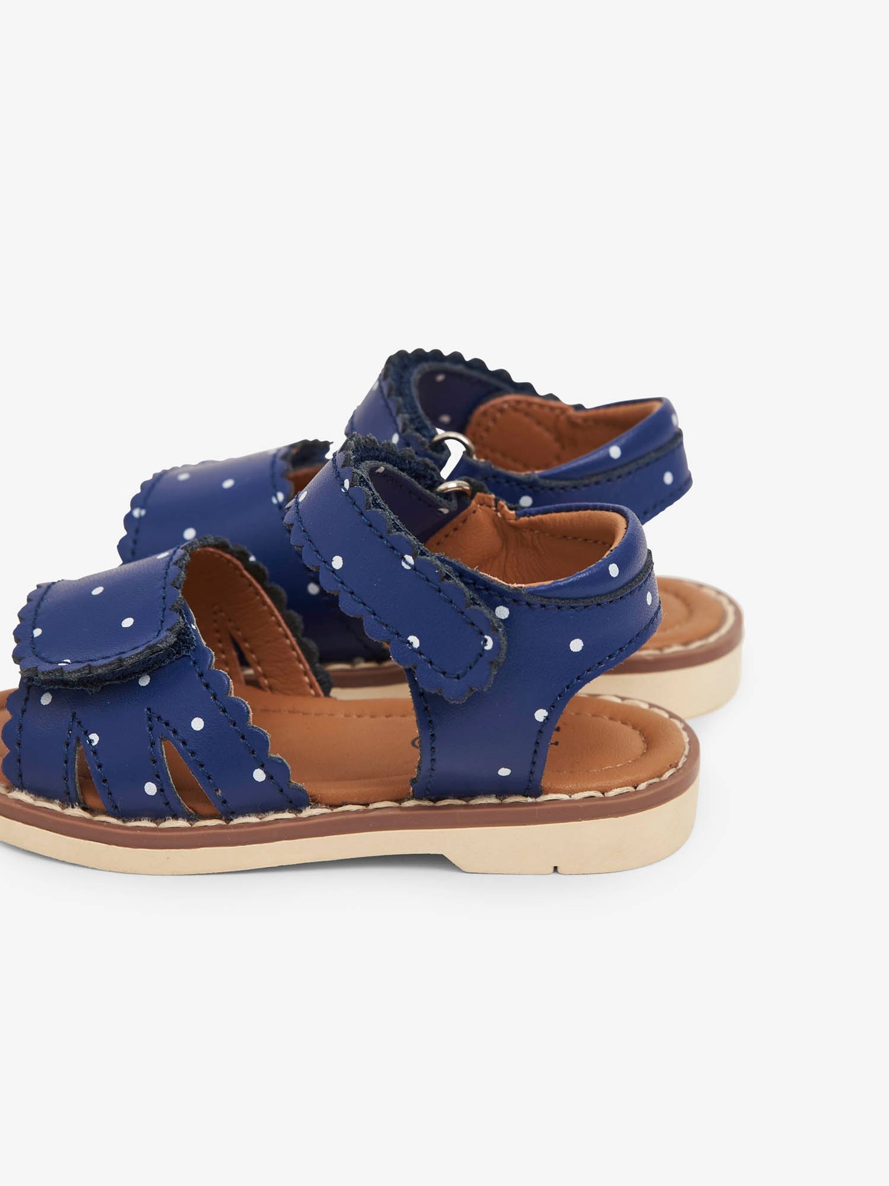 Navy White Dot Navy Dot Pretty Leather Sandals - Image 4 of 4