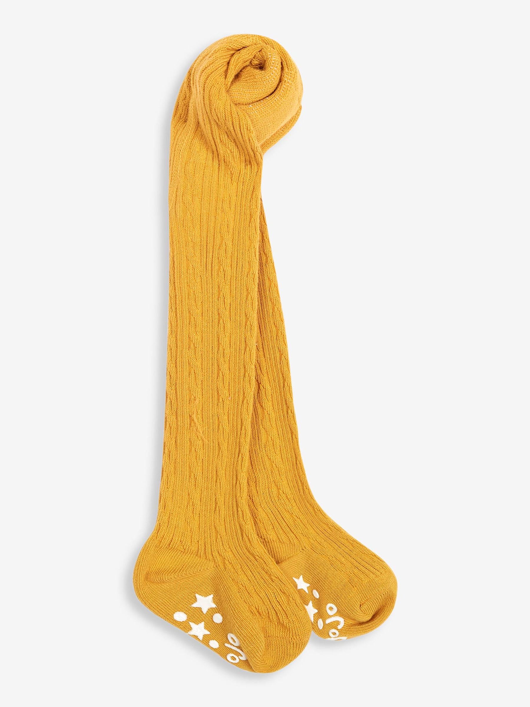 Mustard Cotton Rich Cable Tights - Image 1 of 3