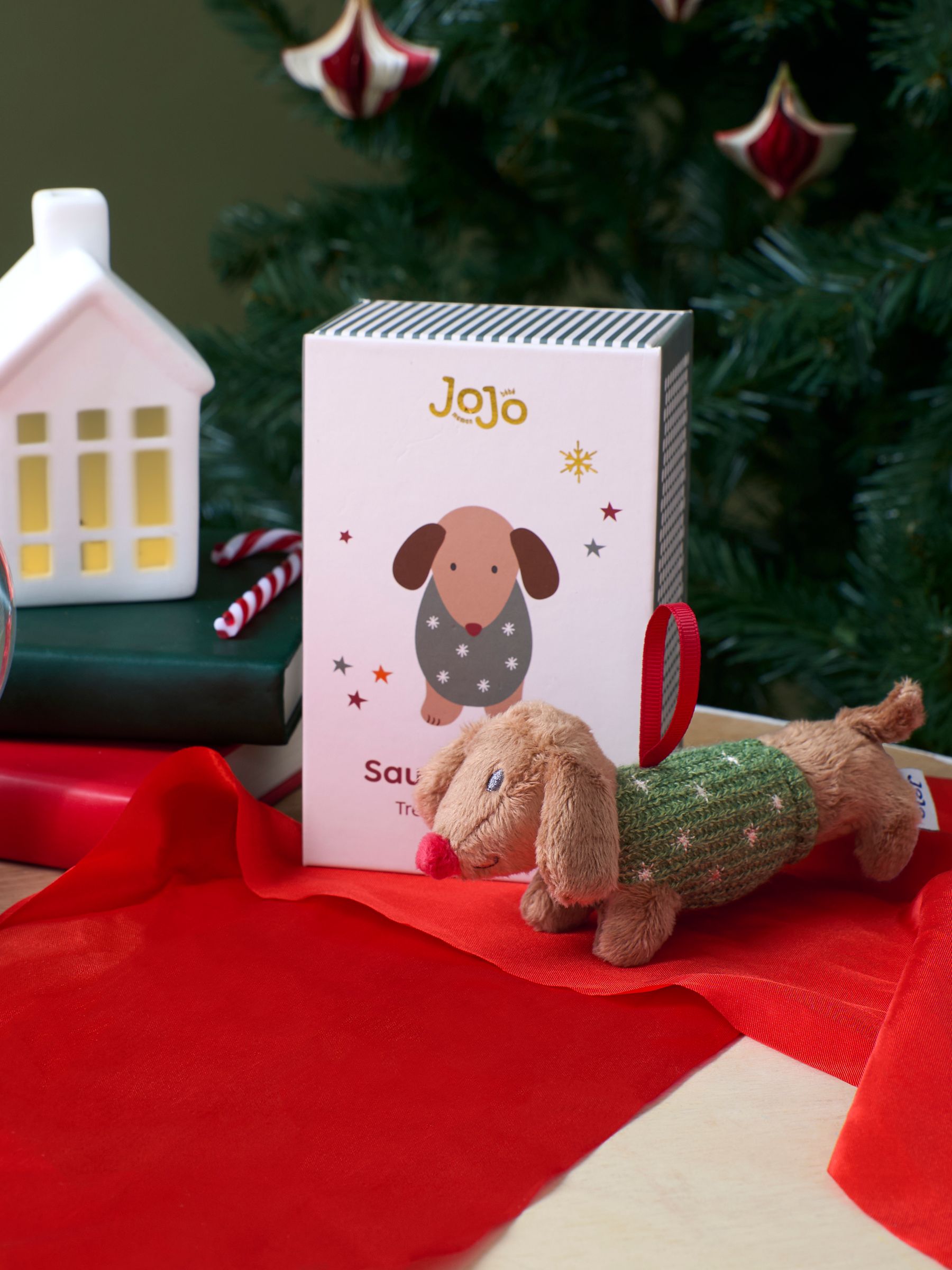 Red Christmas Sausage Dog Wooden Tree Decoration - Image 2 of 4