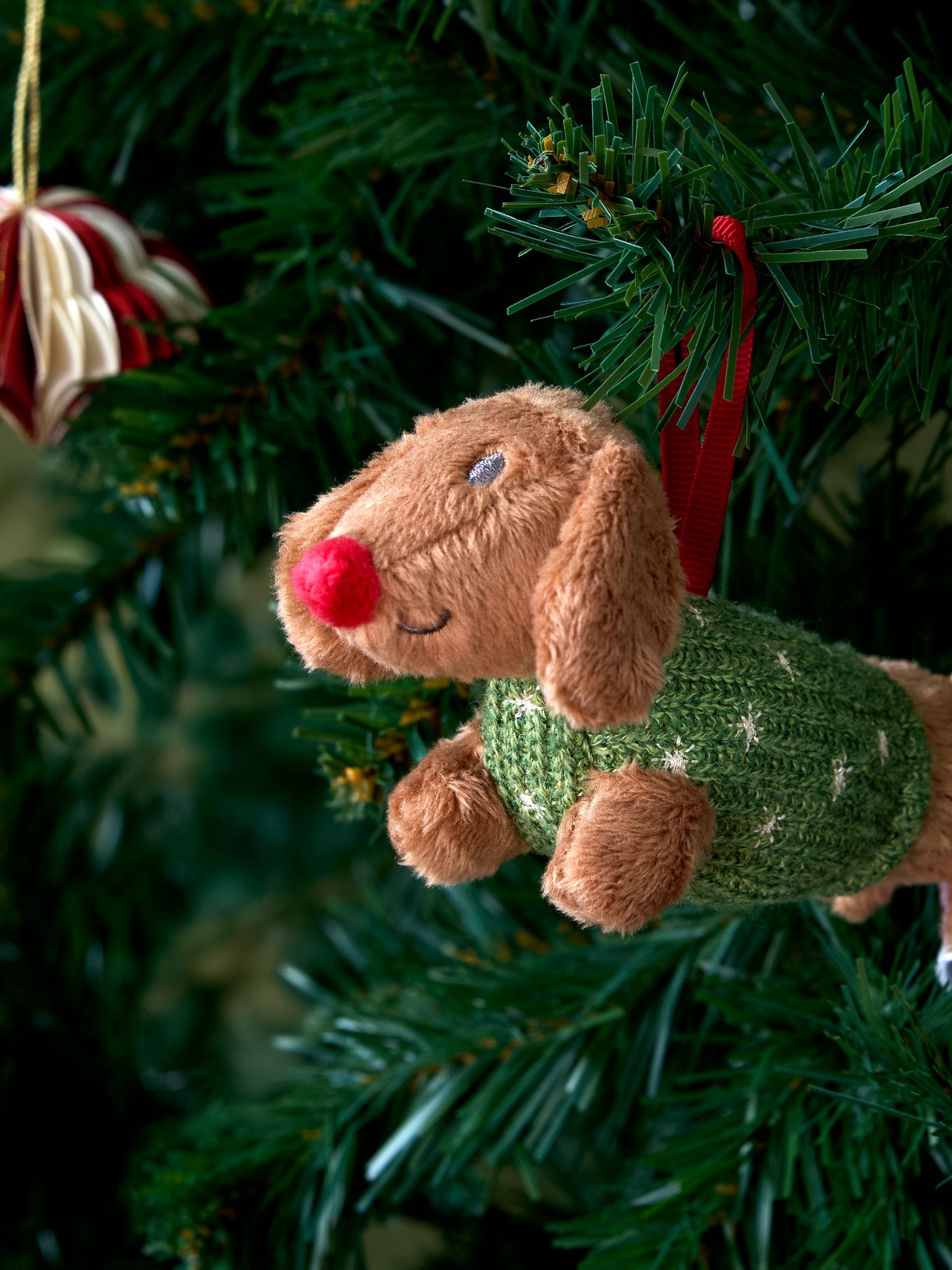 Red Christmas Sausage Dog Wooden Tree Decoration - Image 4 of 4