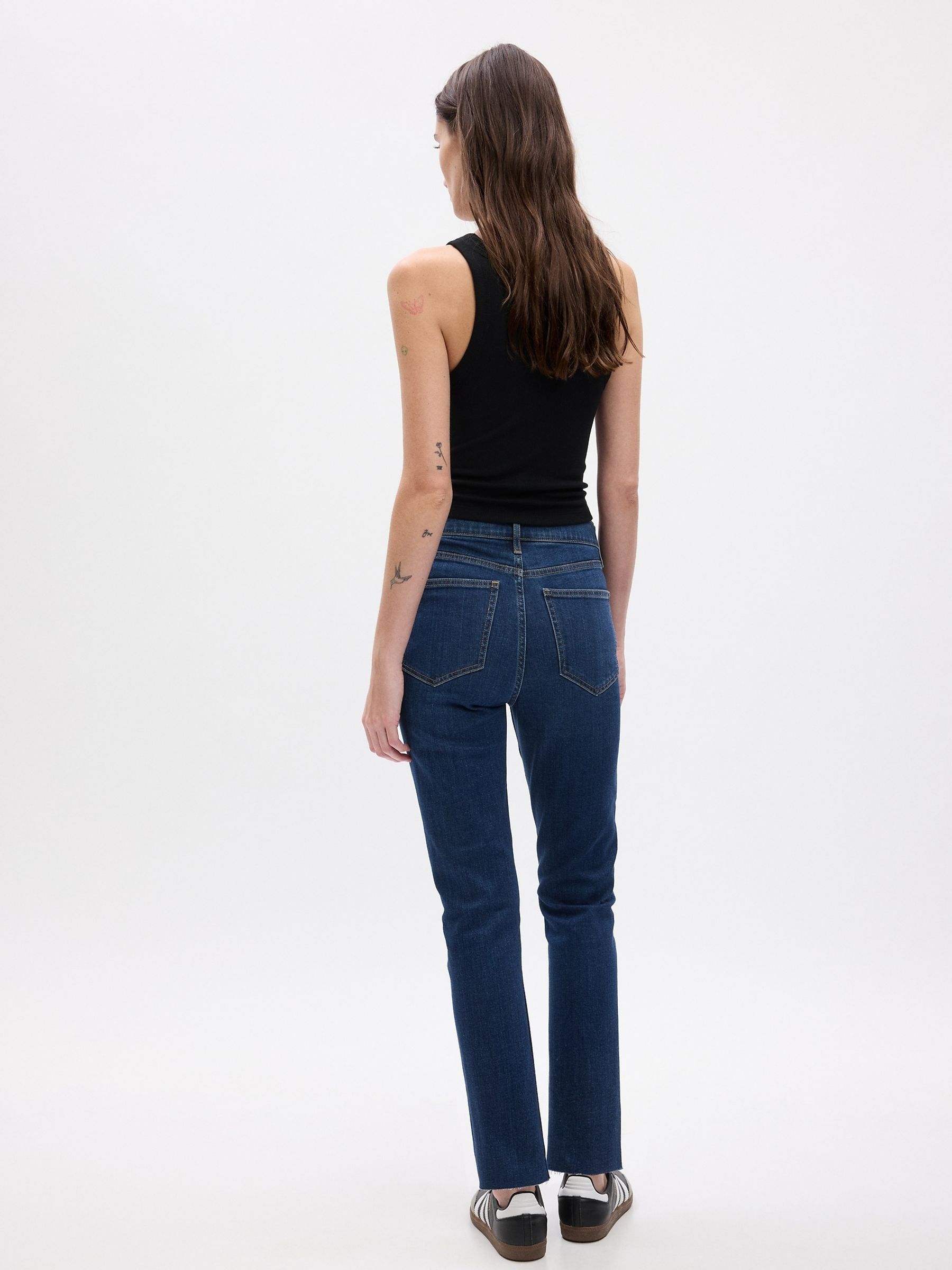 Dark Indigo Blue High Waisted Vintage Slim Jeans - Image 2 of 5