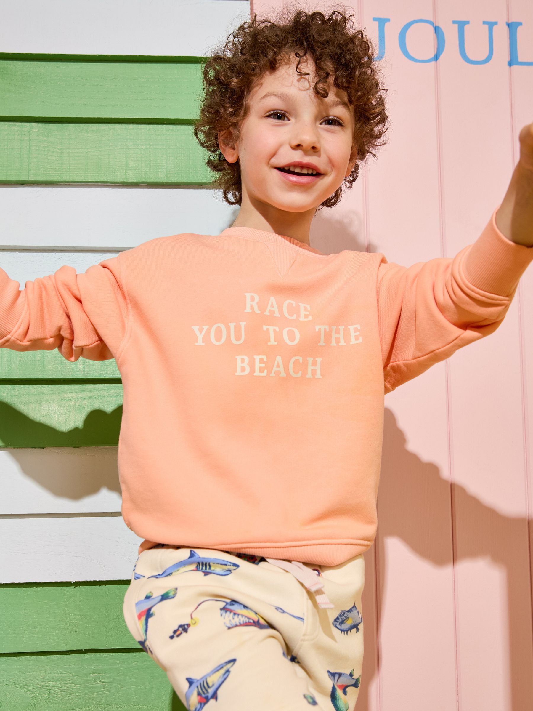 Kids' Sundaze Orange Crew Neck Slogan Sweatshirt - Image 1 of 8