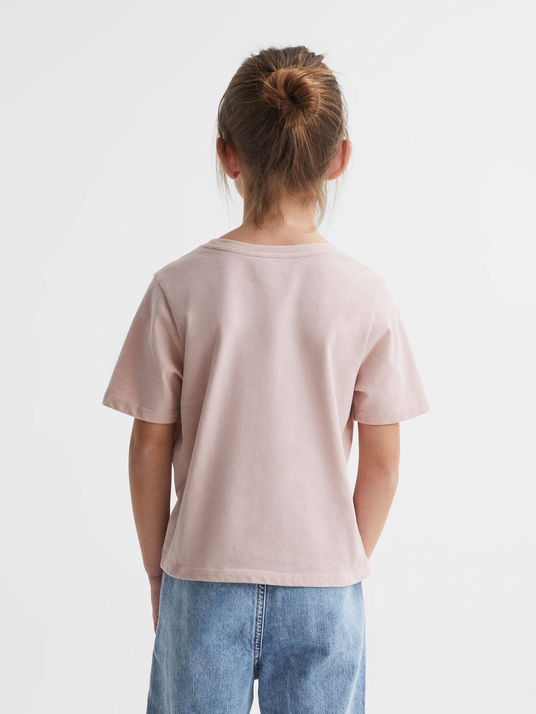 9-12 yrs Motif Crew Neck T-Shirt in Pale Pink - Image 5 of 6