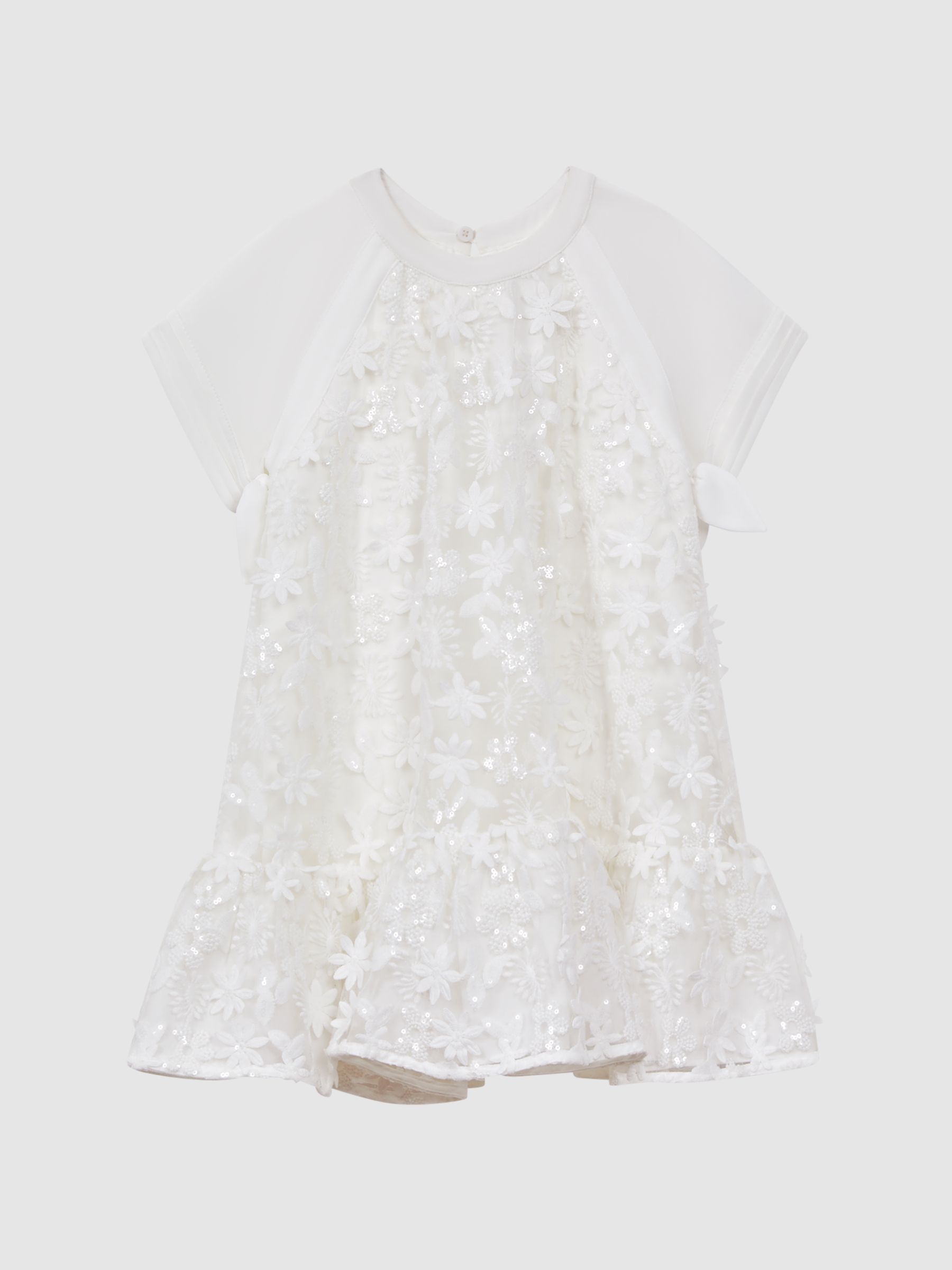 9-13 yrs Embellished Flared Dress in Ivory - Image 2 of 7
