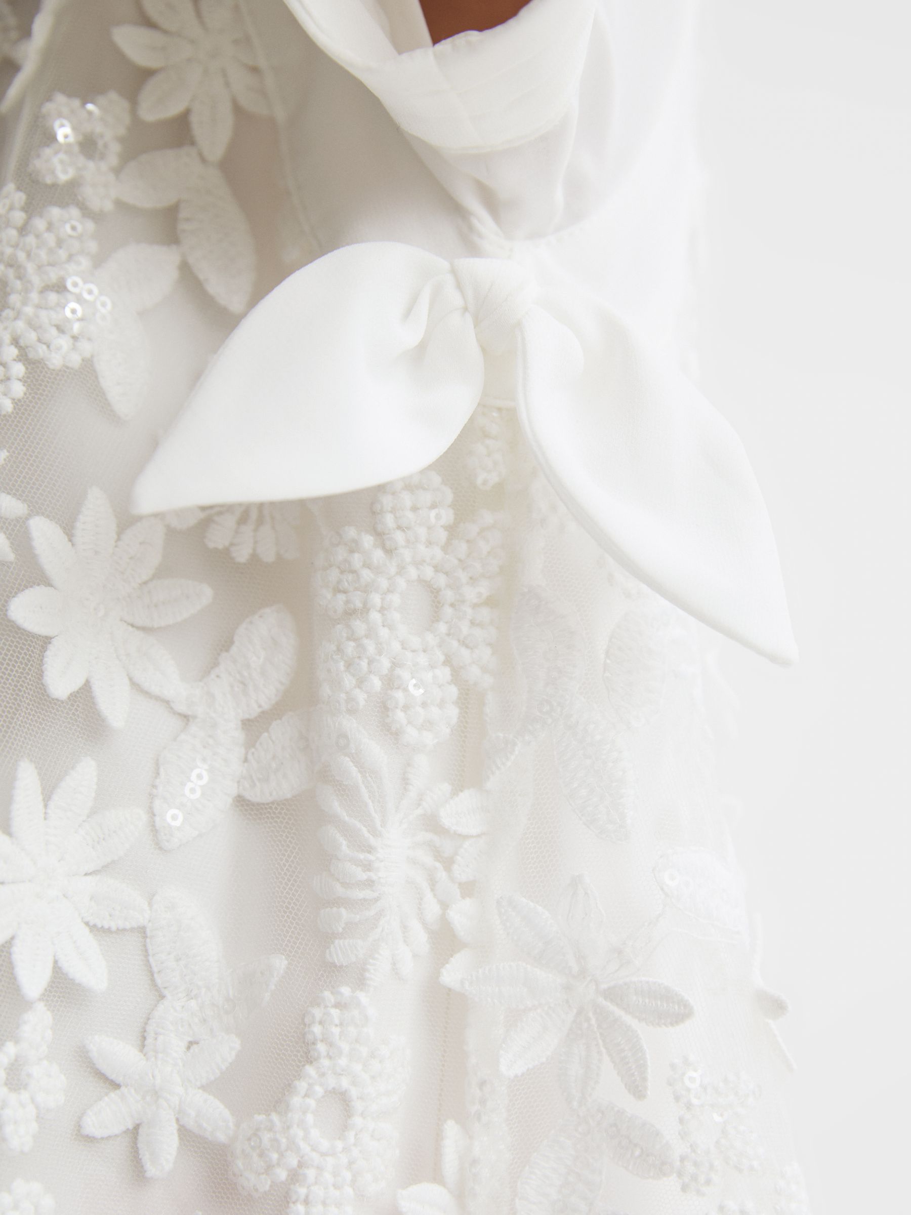 9-13 yrs Embellished Flared Dress in Ivory - Image 4 of 7