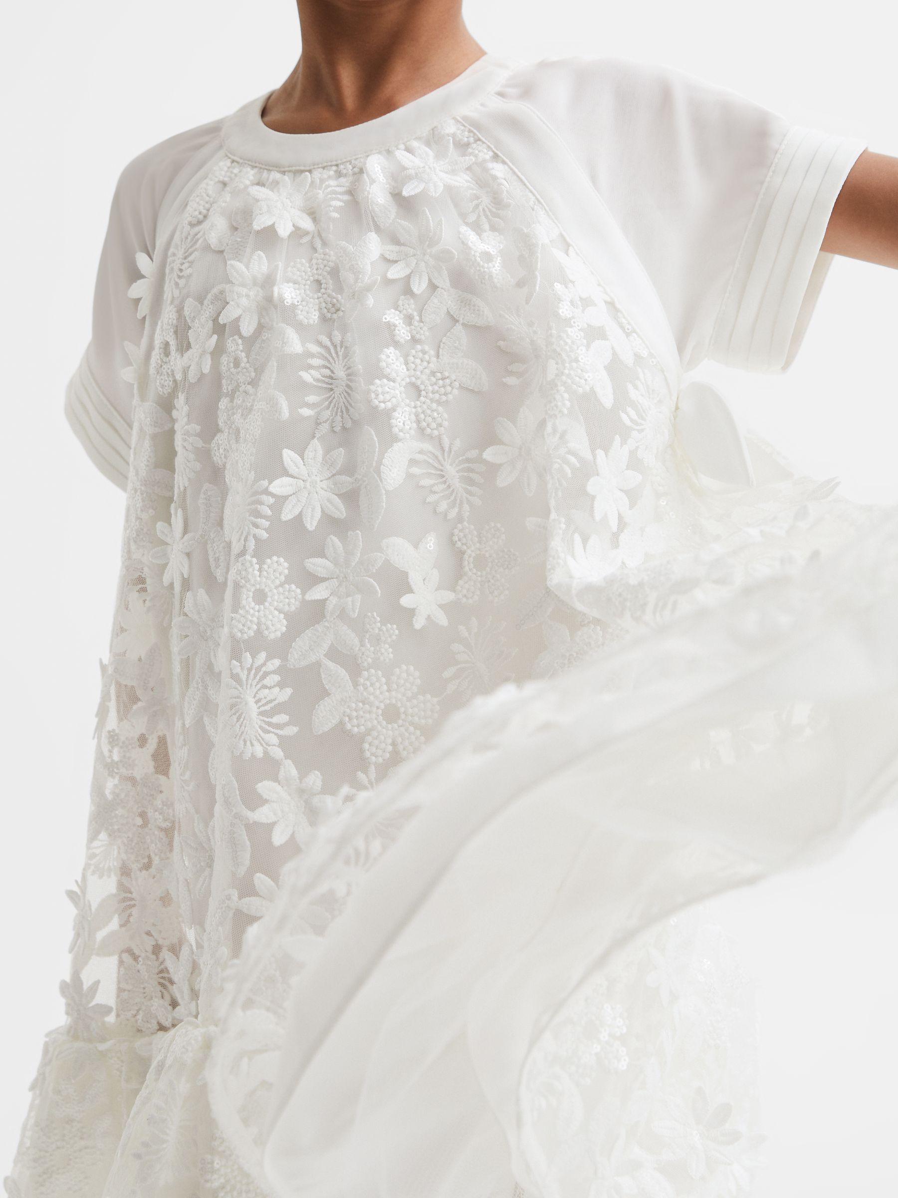 9-13 yrs Embellished Flared Dress in Ivory - Image 5 of 7