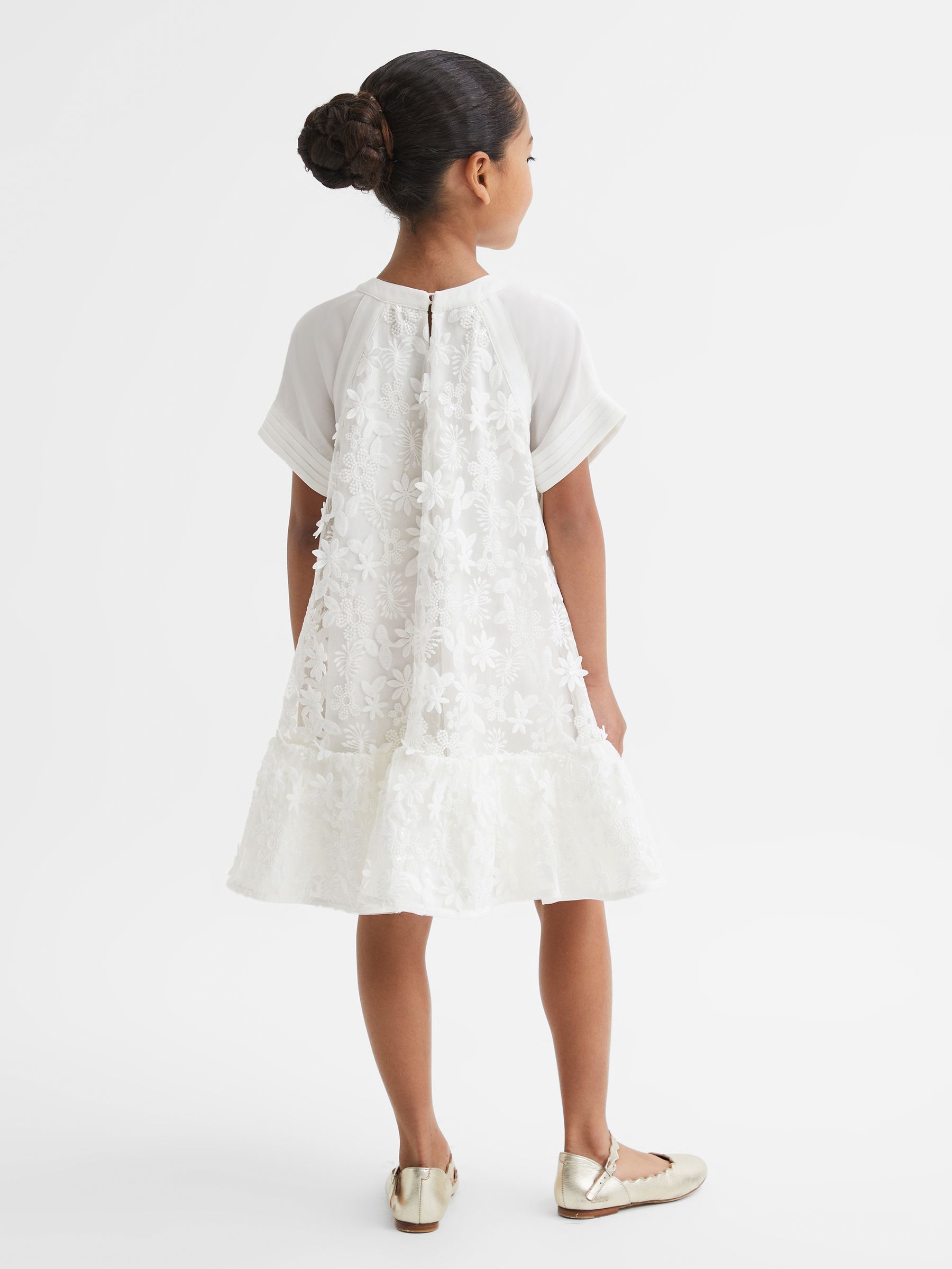 9-13 yrs Embellished Flared Dress in Ivory - Image 6 of 7