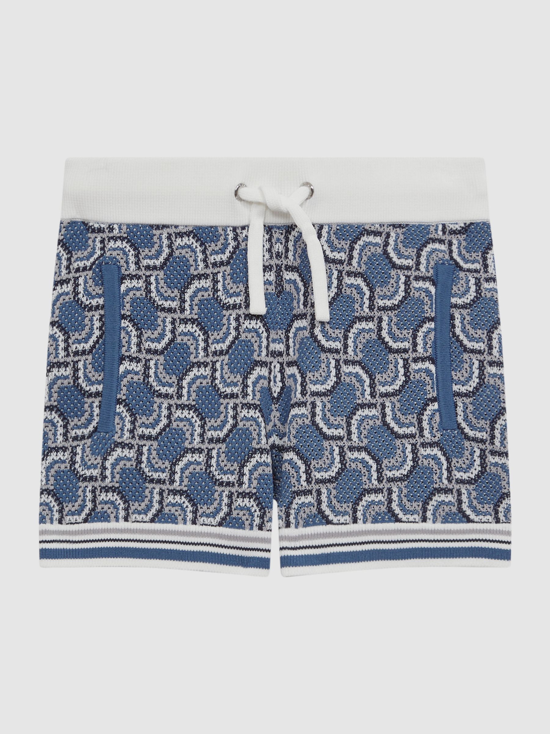 Junior Knitted Patterned Drawstring Shorts in Blue - Image 2 of 6