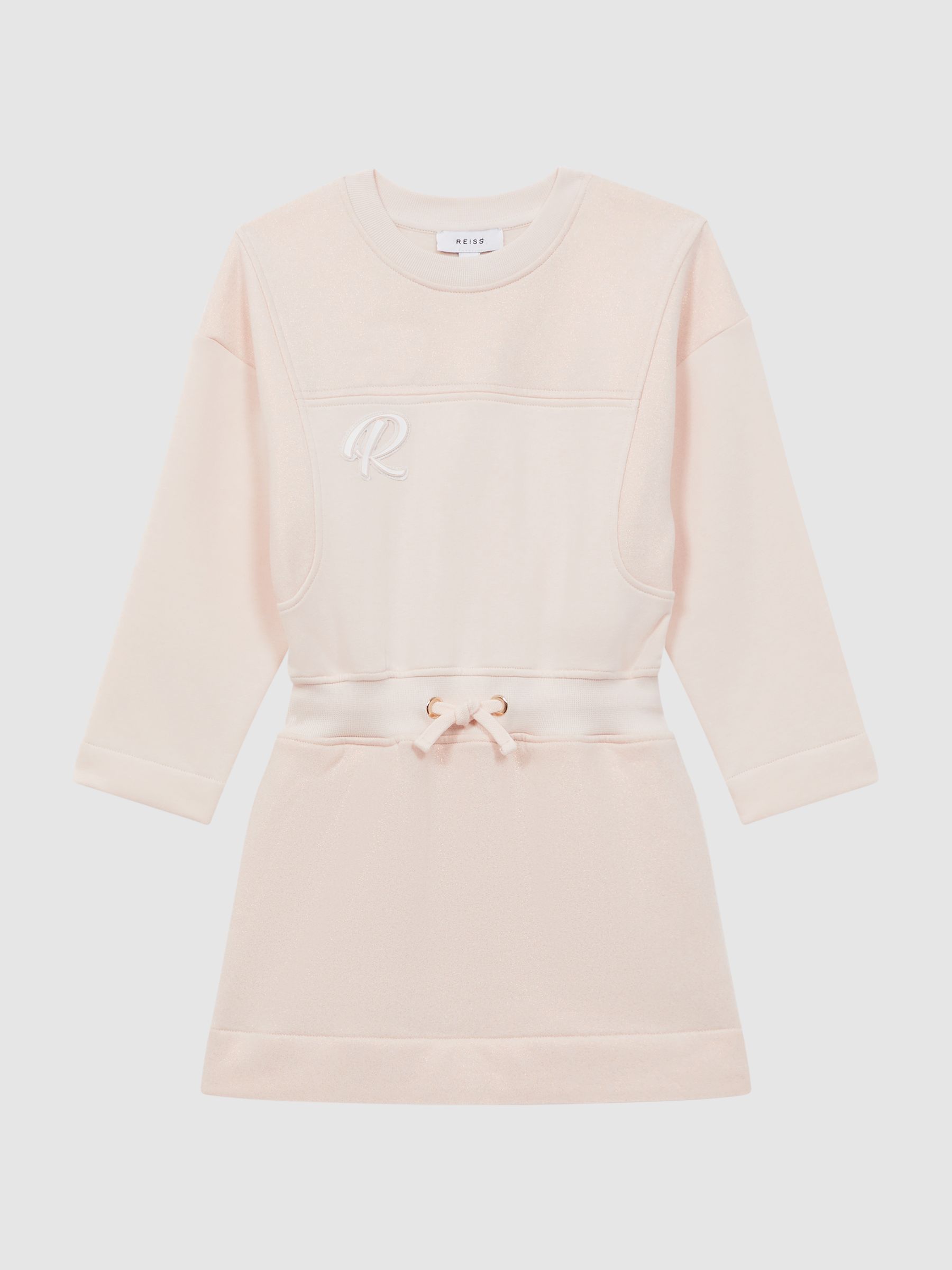 Sparkle Crew Neck Drawstring Dress in Pink - Image 2 of 6