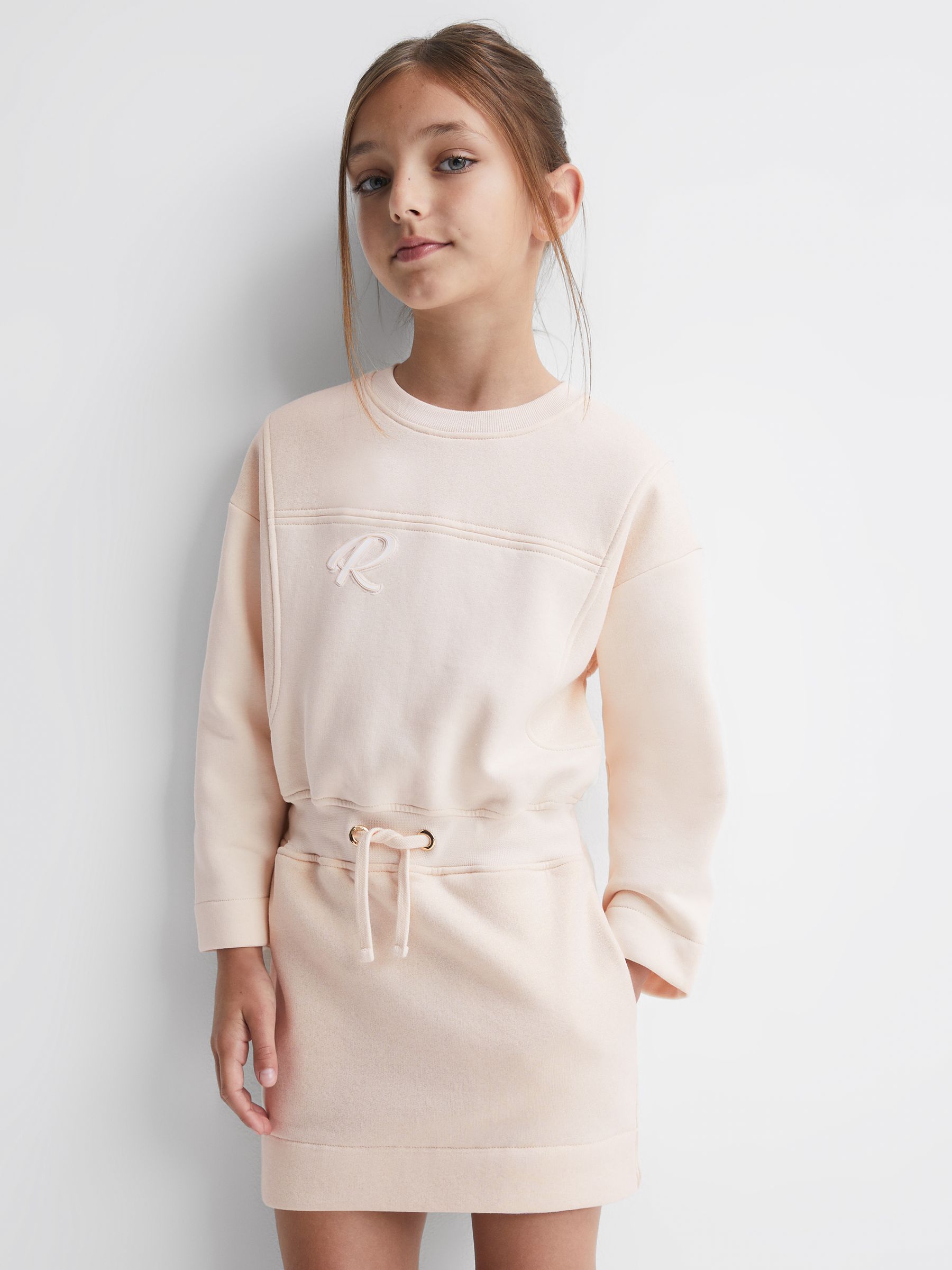 Sparkle Crew Neck Drawstring Dress in Pink - Image 3 of 6