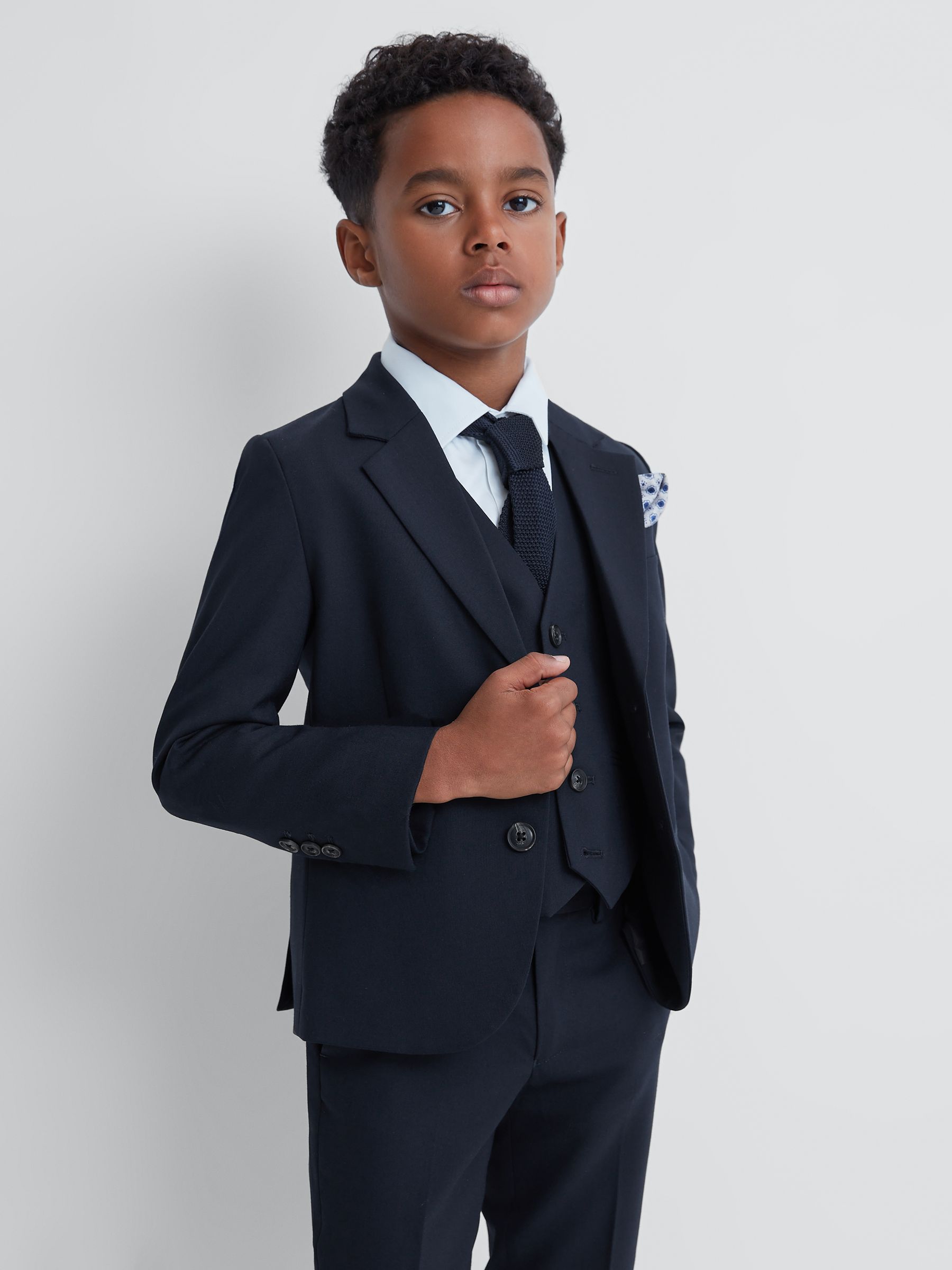 9-14 yrs Wool Blend Single Breasted Blazer in Navy - Image 3 of 6